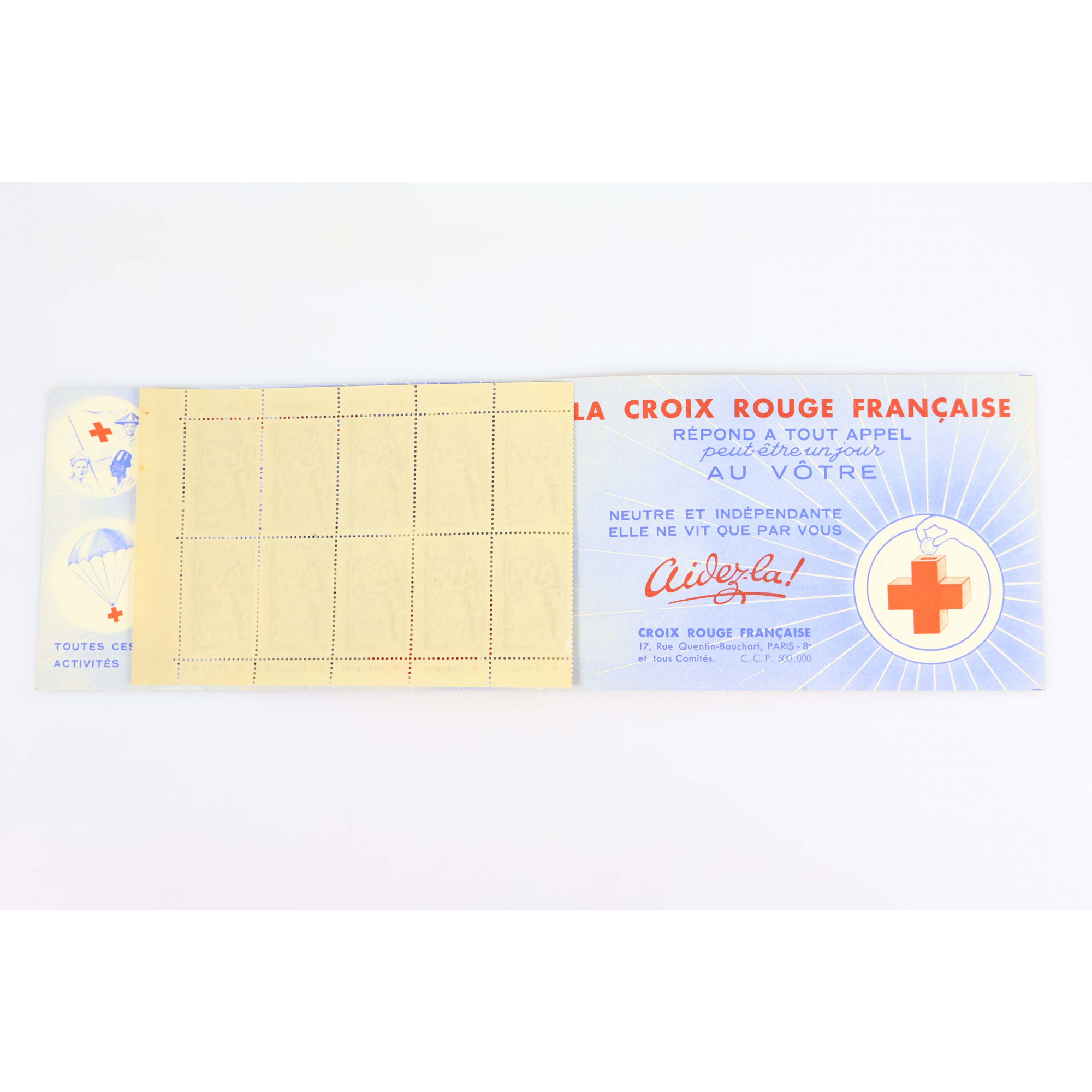 CARNET CROIX-ROUGE N°2001 AVEC PUBLICITÉ 1952 COTE 550€ TIMBRES NEUFS DE FRANCE