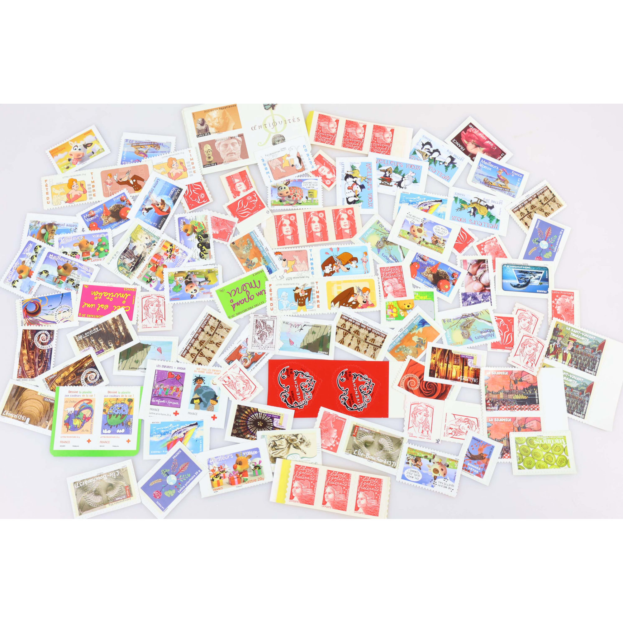 LOT DE 100 TIMBRES A VALIDITÉ PERMANENTE FRANCE, TVP AUTOADHÉSIFS LETTRES 20G