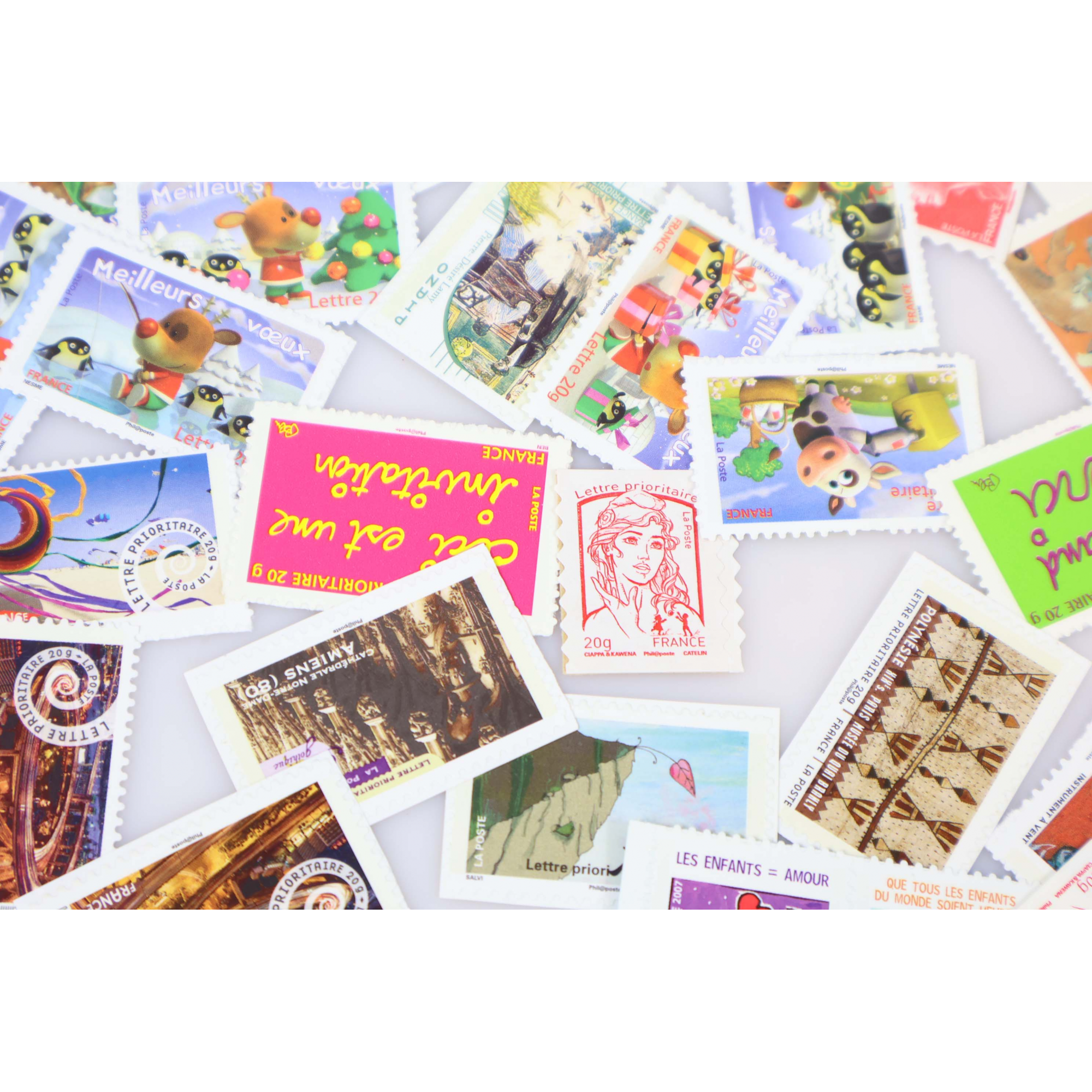 LOT DE 100 TIMBRES A VALIDITÉ PERMANENTE FRANCE, TVP AUTOADHÉSIFS LETTRES 20G