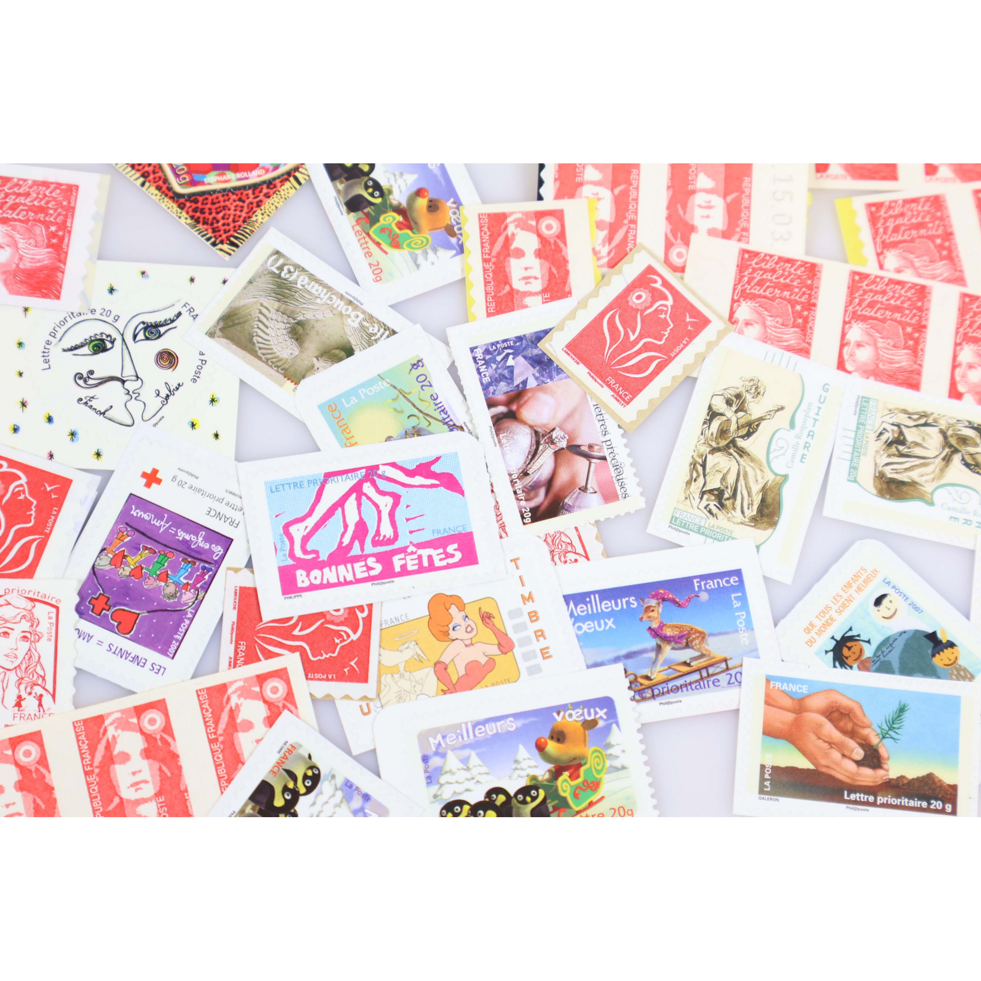 LOT DE 100 TIMBRES A VALIDITÉ PERMANENTE FRANCE LETTRES 20G, AUTOADHÉSIFS