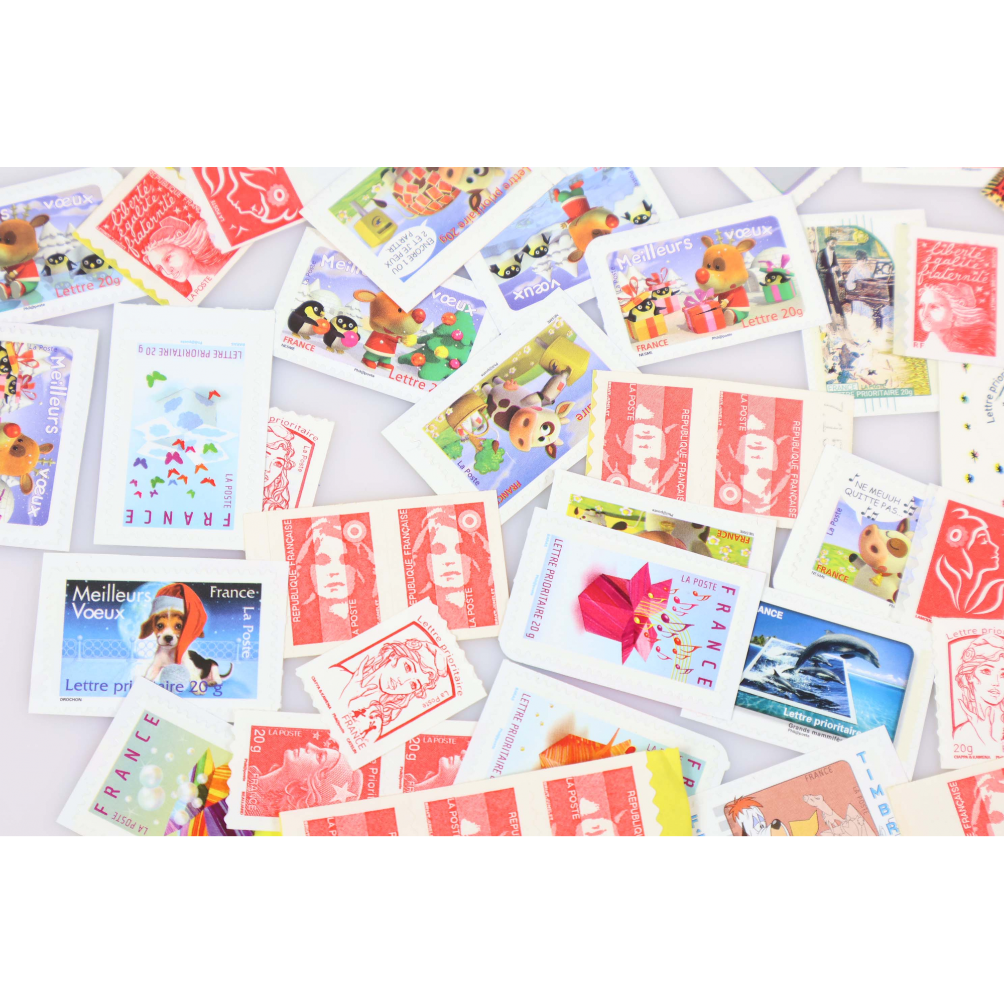 LOT DE 100 TIMBRES A VALIDITÉ PERMANENTE FRANCE LETTRES 20G, AUTOADHÉSIFS