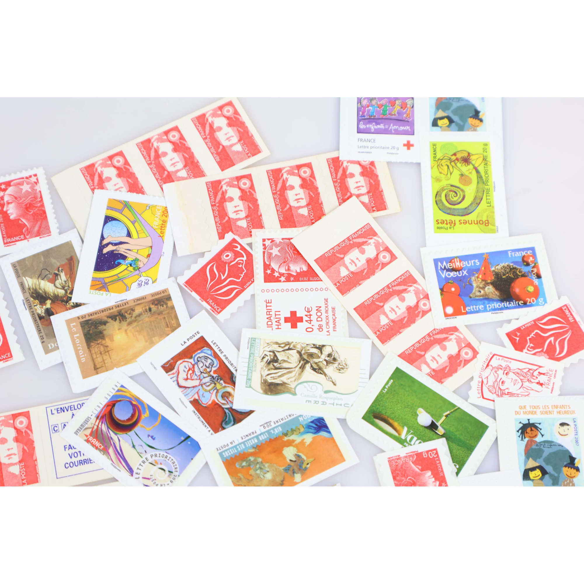 LOT DE 100 TIMBRES A VALIDITÉ PERMANENTE LETTRES 20G FRANCE , AUTOADHÉSIFS