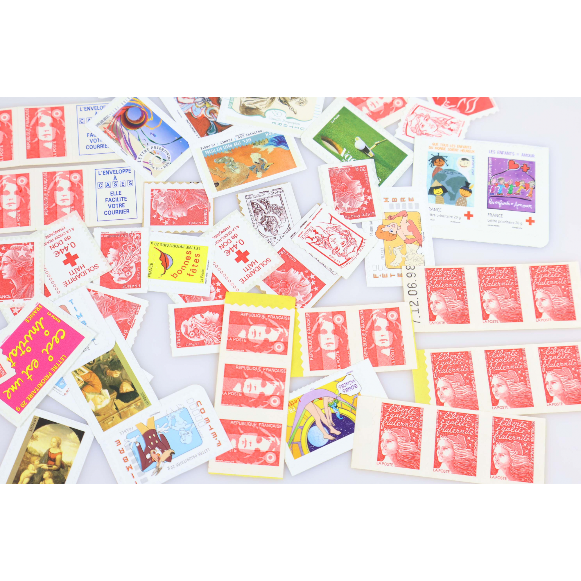 LOT DE 100 TIMBRES A VALIDITÉ PERMANENTE LETTRES 20G FRANCE , AUTOADHÉSIFS