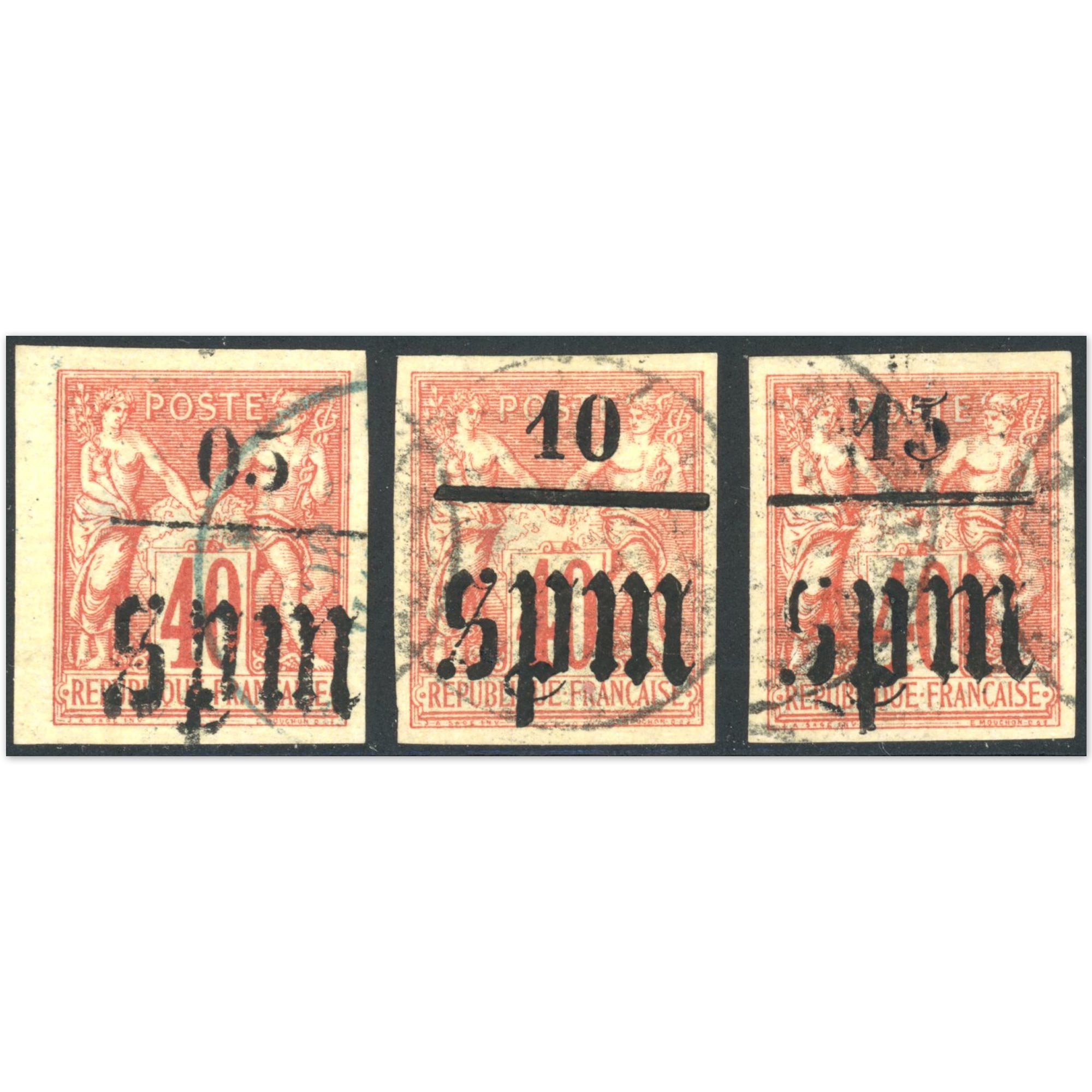 SAINT PIERRE ET MIQUELON N°5-6-7 OBLITÉRÉS ANCIENNES COLONIES FRANCAISES DE 1885