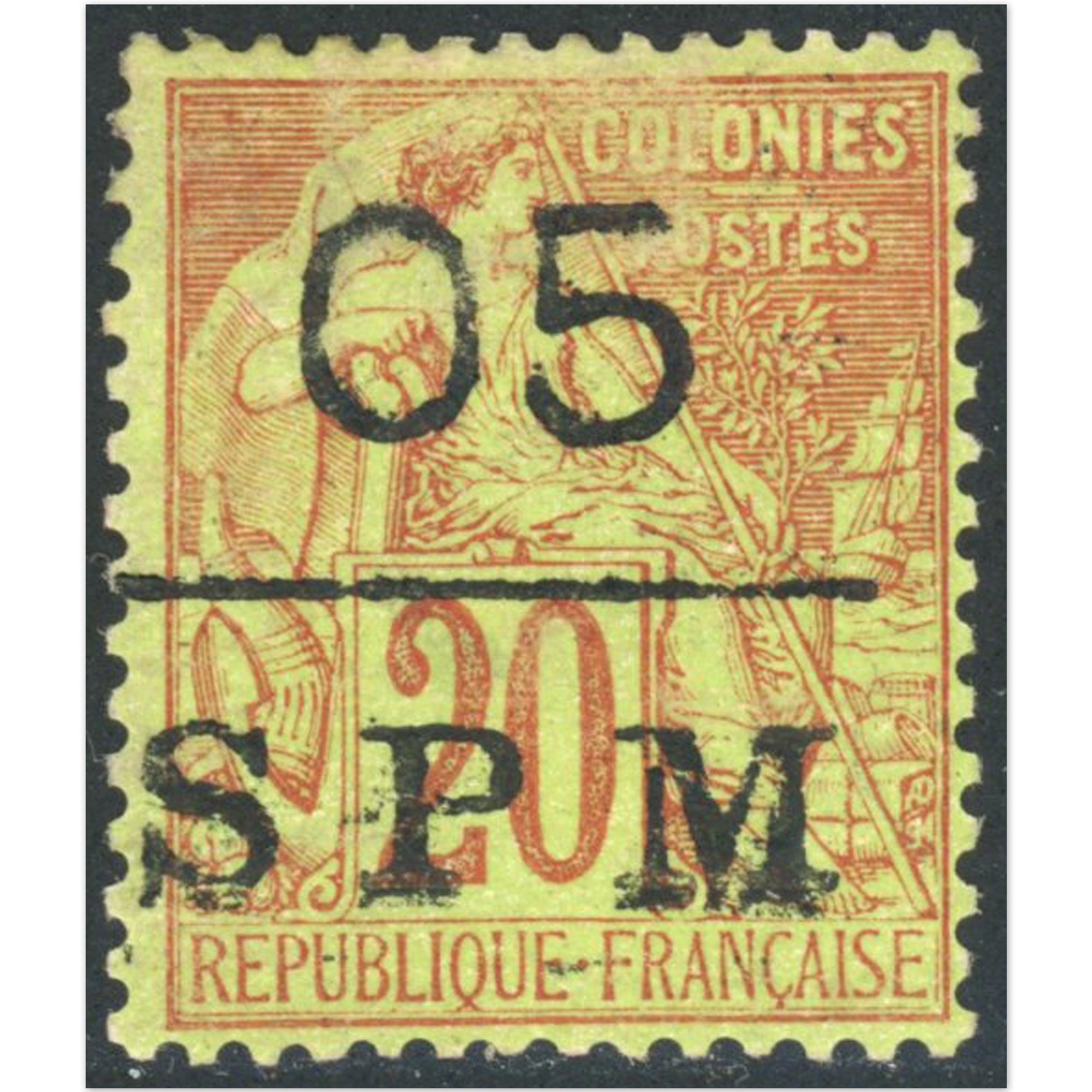 SAINT PIERRE ET MIQUELON N°8 NEUF* ANCIENNES COLONIES FRANCAISES SURCHARGÉ