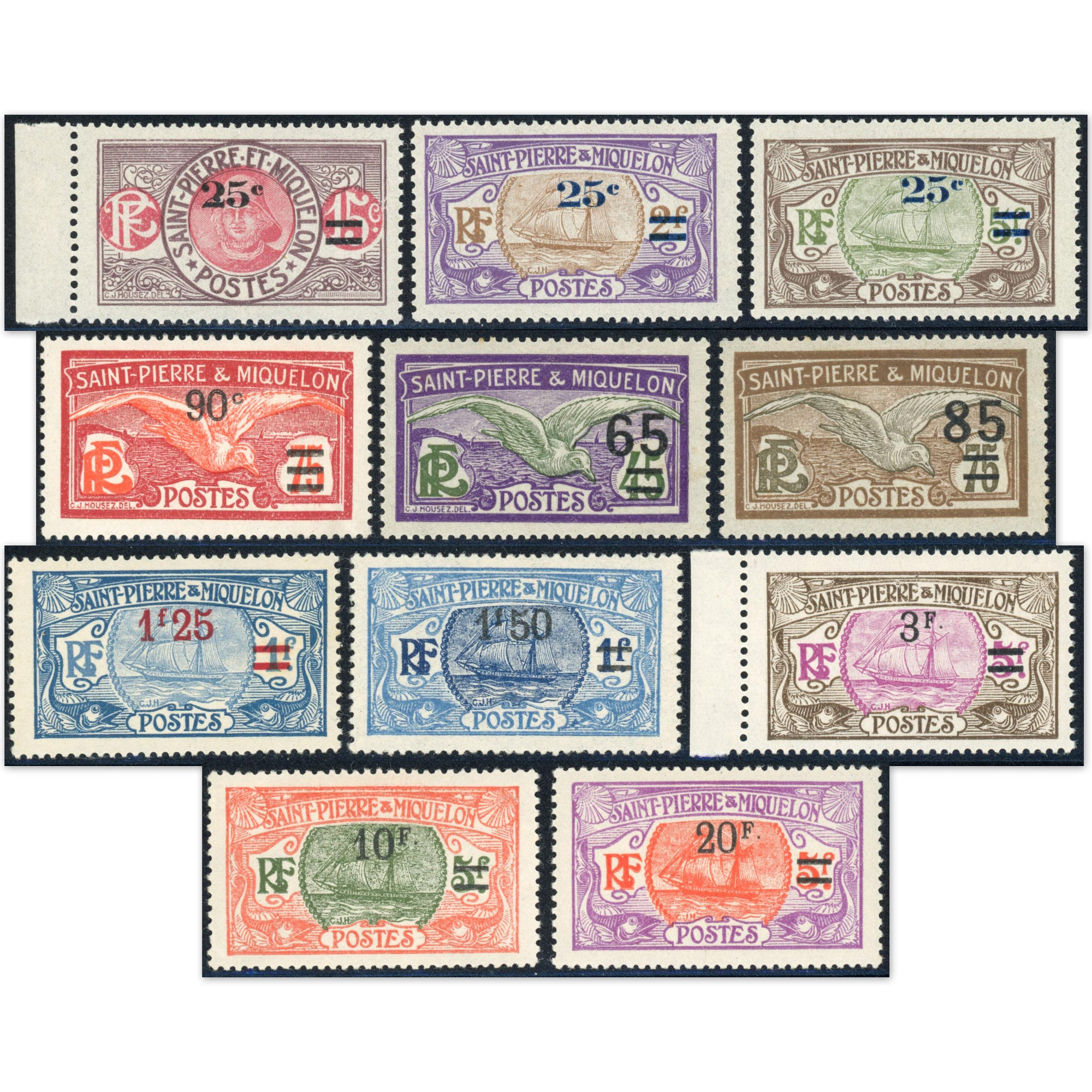 SAINT PIERRE ET MIQUELON N°118 À 128 SÉRIE COMPLÈTE TIMBRES NEUFS**/* COTE 200€