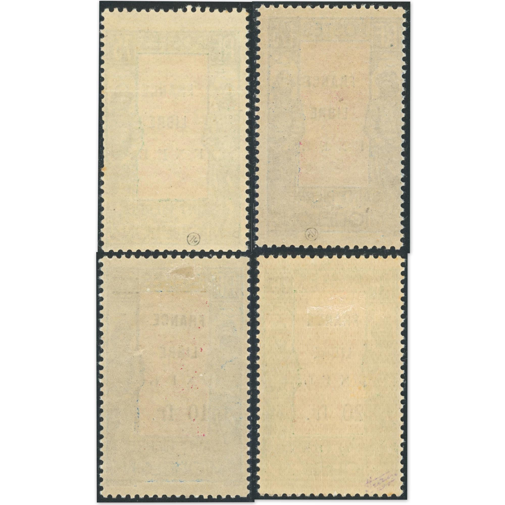 SAINT PIERRE ET MIQUELON N°286-287-289-290 SURCHARGÉ FRANCE LIBRE TIMBRES NEUFS