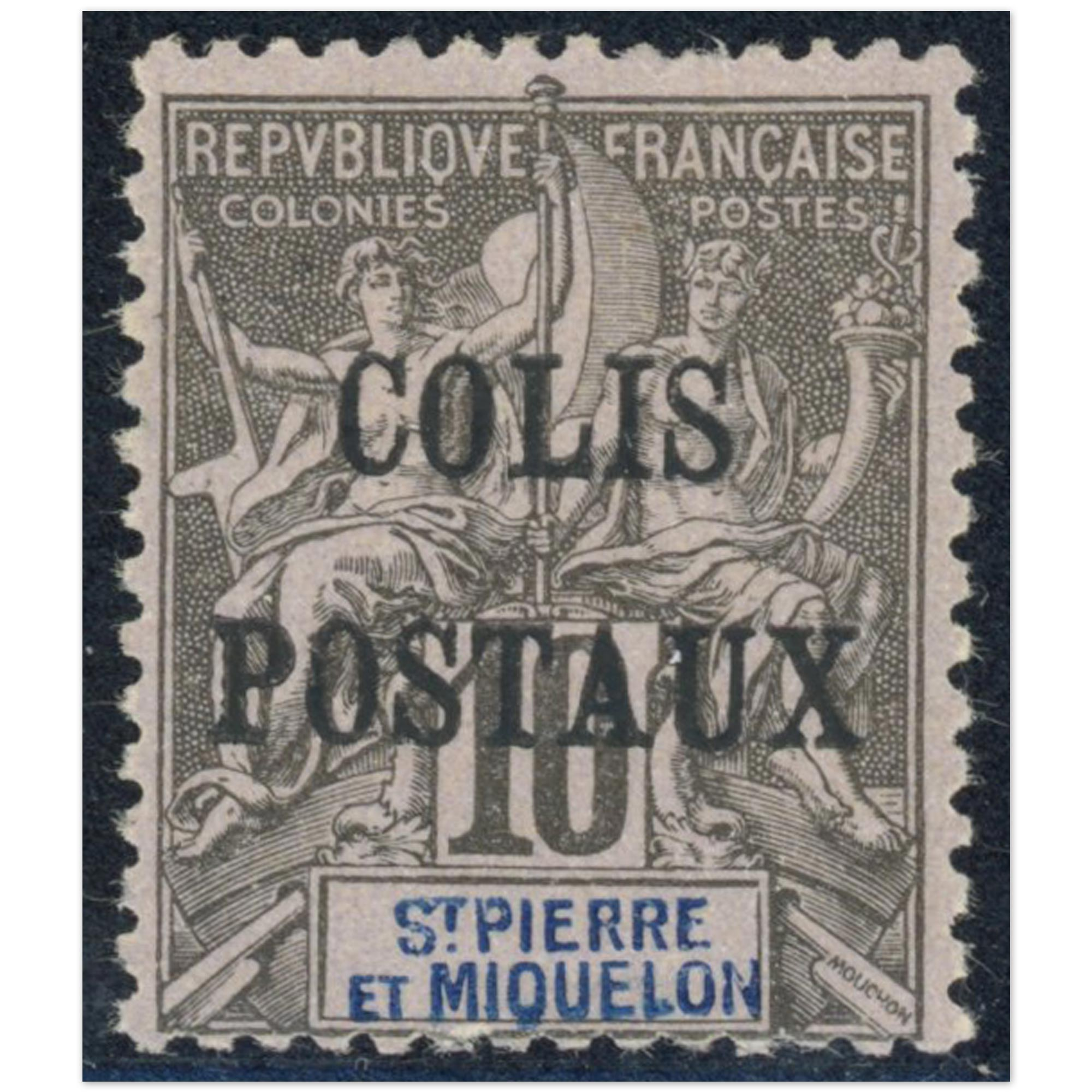 SAINT PIERRE ET MIQUELON TIMBRE POUR COLIS POSTAL N°1 NEUF ANNÉE 1901 COTE 175€