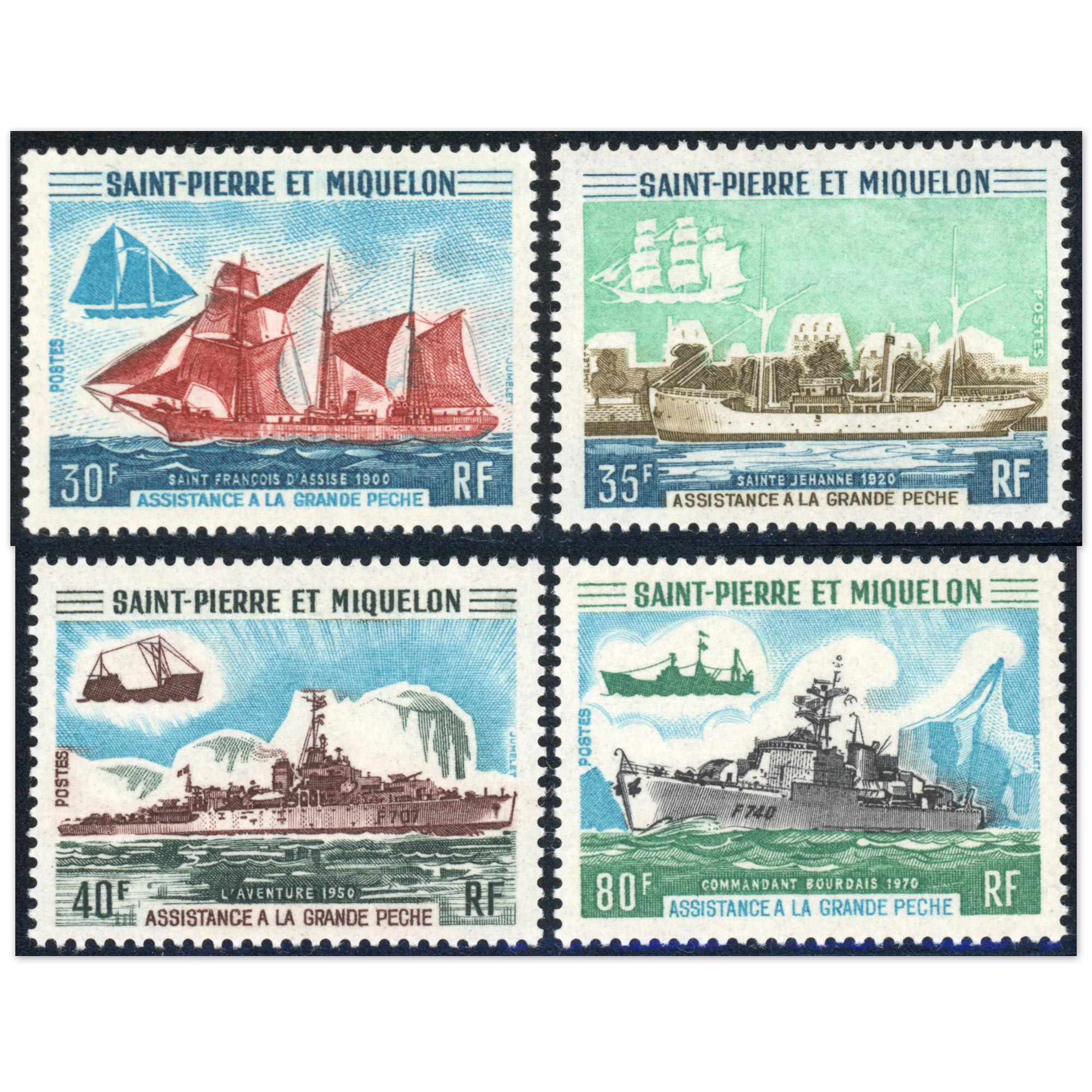 SPM N°410 À 413 SÉRIE COMPLÈTE DE TIMBRES NEUFS* COTE 235€ BATEAUX ANNÉE 1971