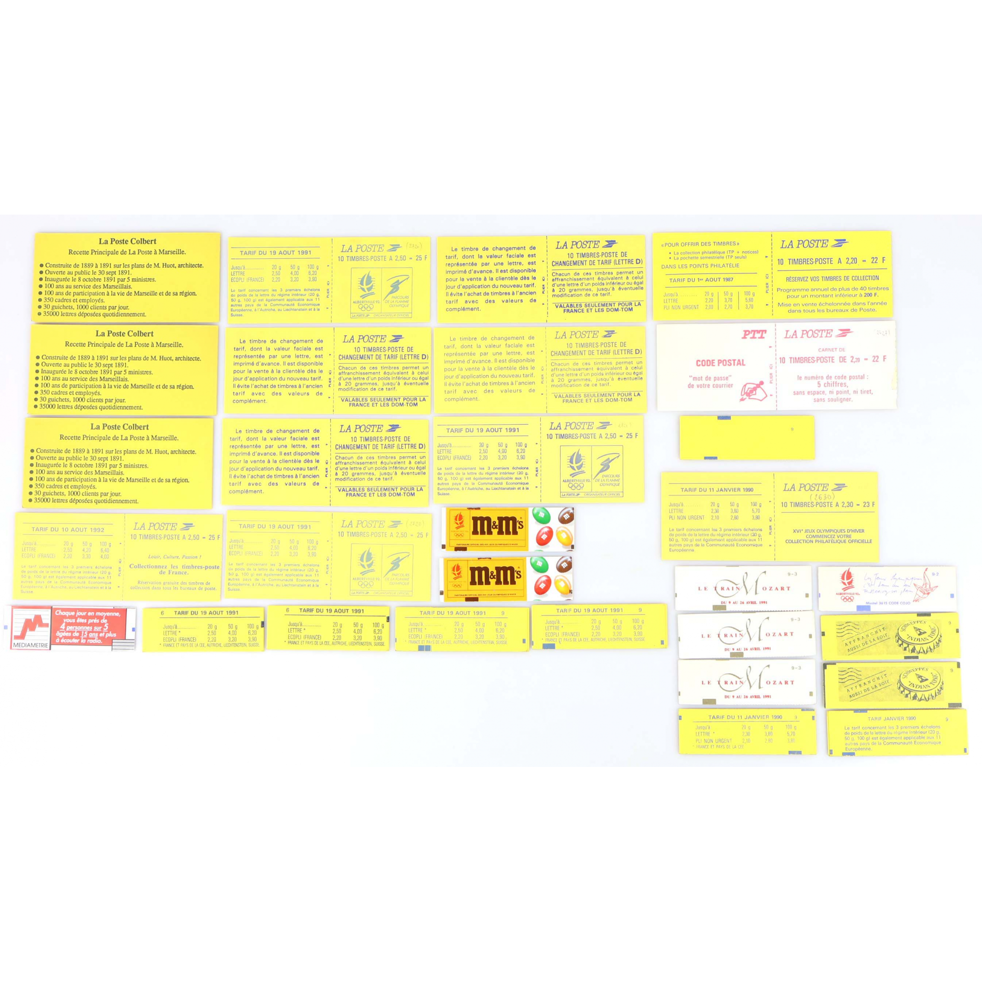 LOT DE CARNETS EN FRANCS AUTOADHÉSIFS TIMBRES NEUFS FACIALE 105 EUROS