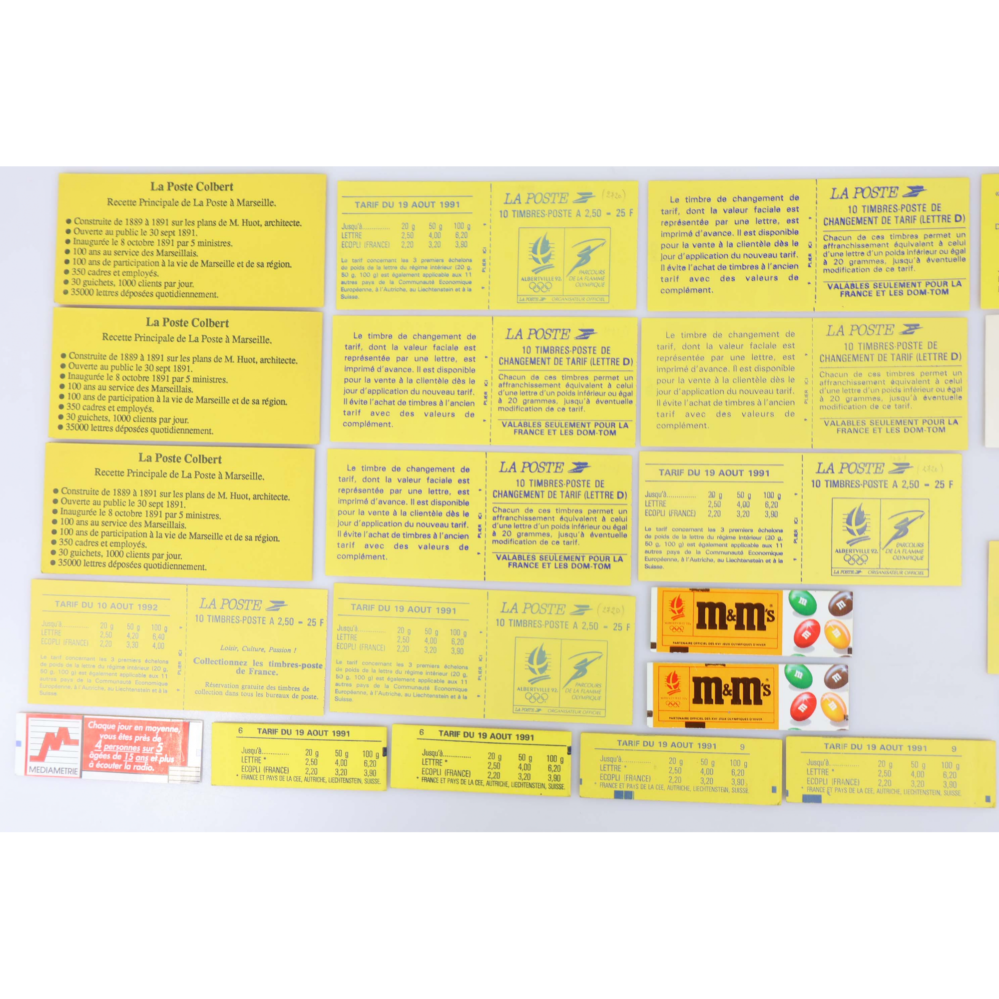 LOT DE CARNETS EN FRANCS AUTOADHÉSIFS TIMBRES NEUFS FACIALE 105 EUROS