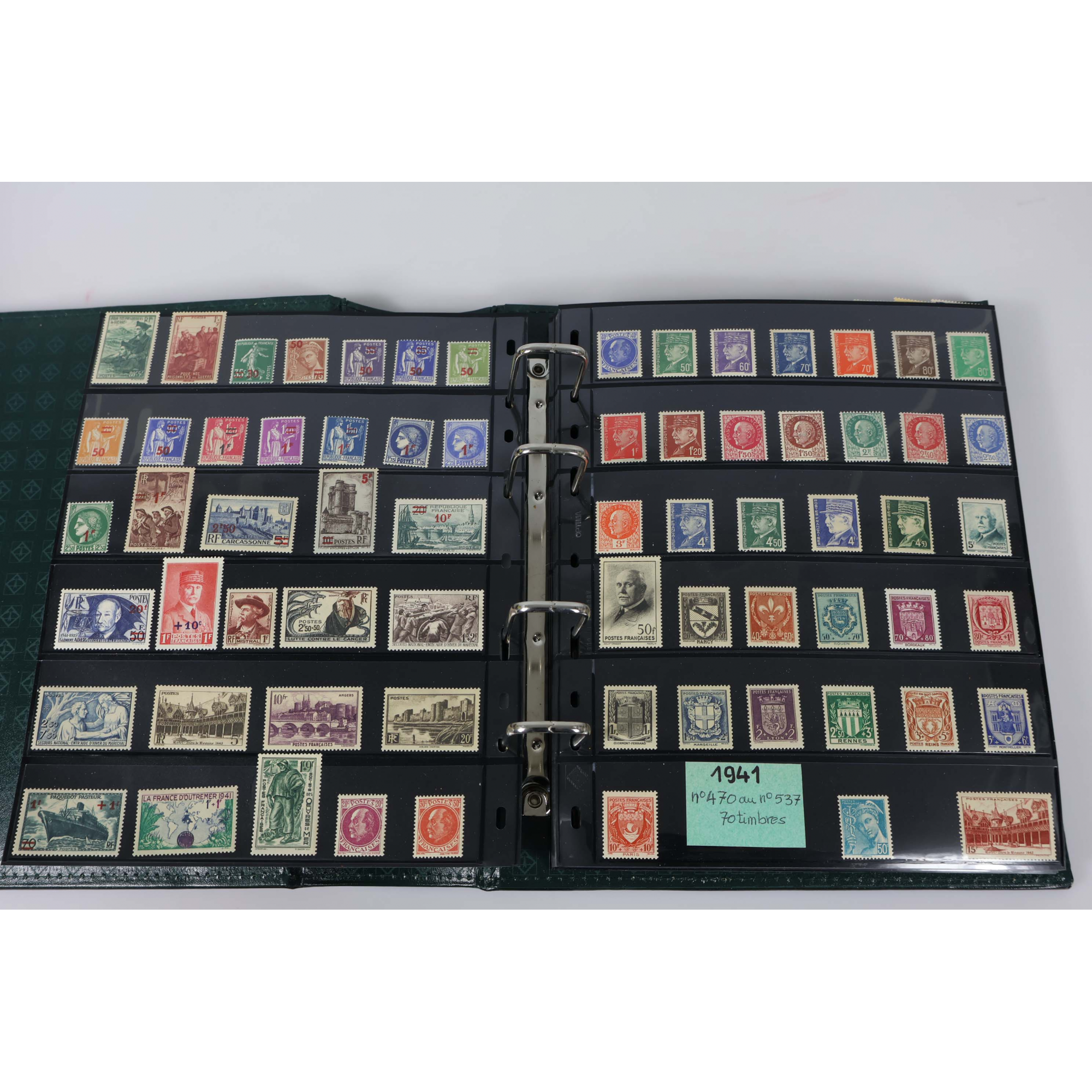 COLLECTION ANNÉES COMPLÈTES DE FRANCE DE 1940 À 1969 TIMBRES NEUFS** COTE ÉLEVÉE