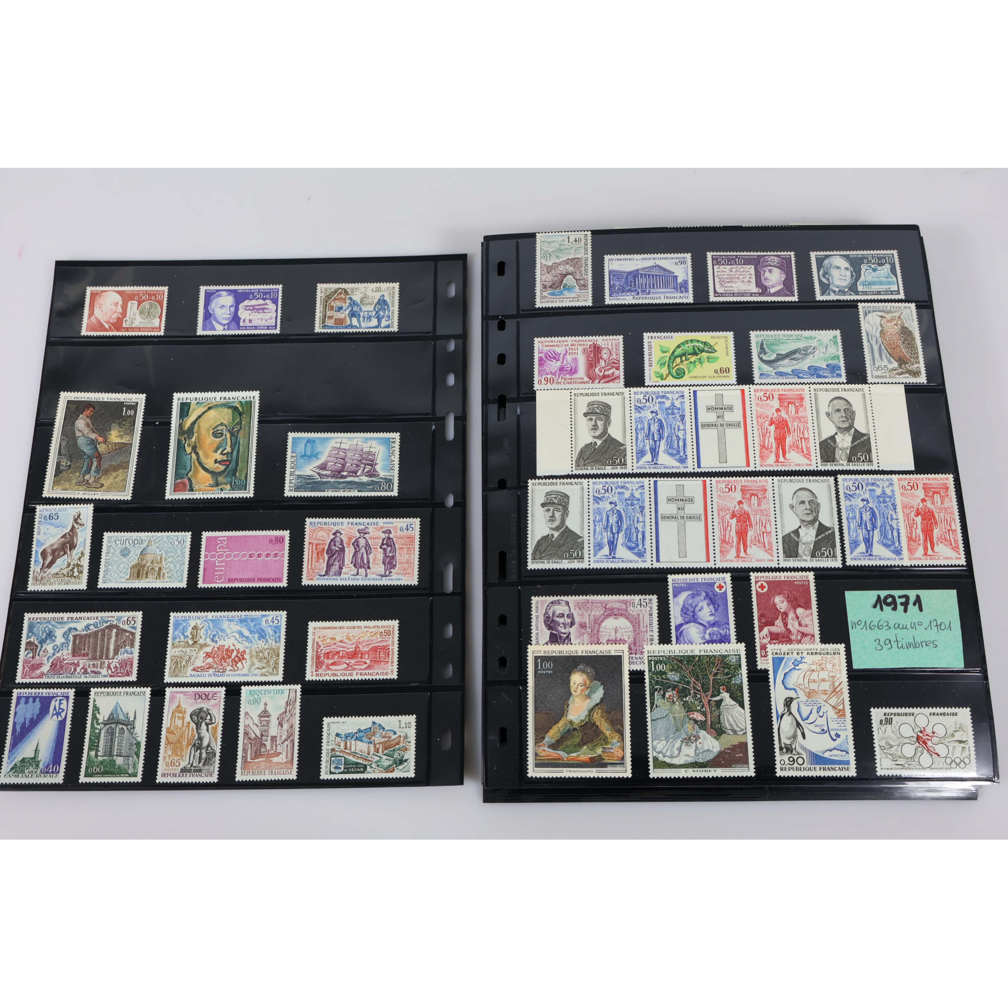 COLLECTION ANNÉES COMPLÈTES DE FRANCE DE 1971 À 1999 TIMBRES NEUFS FACIALE 696€