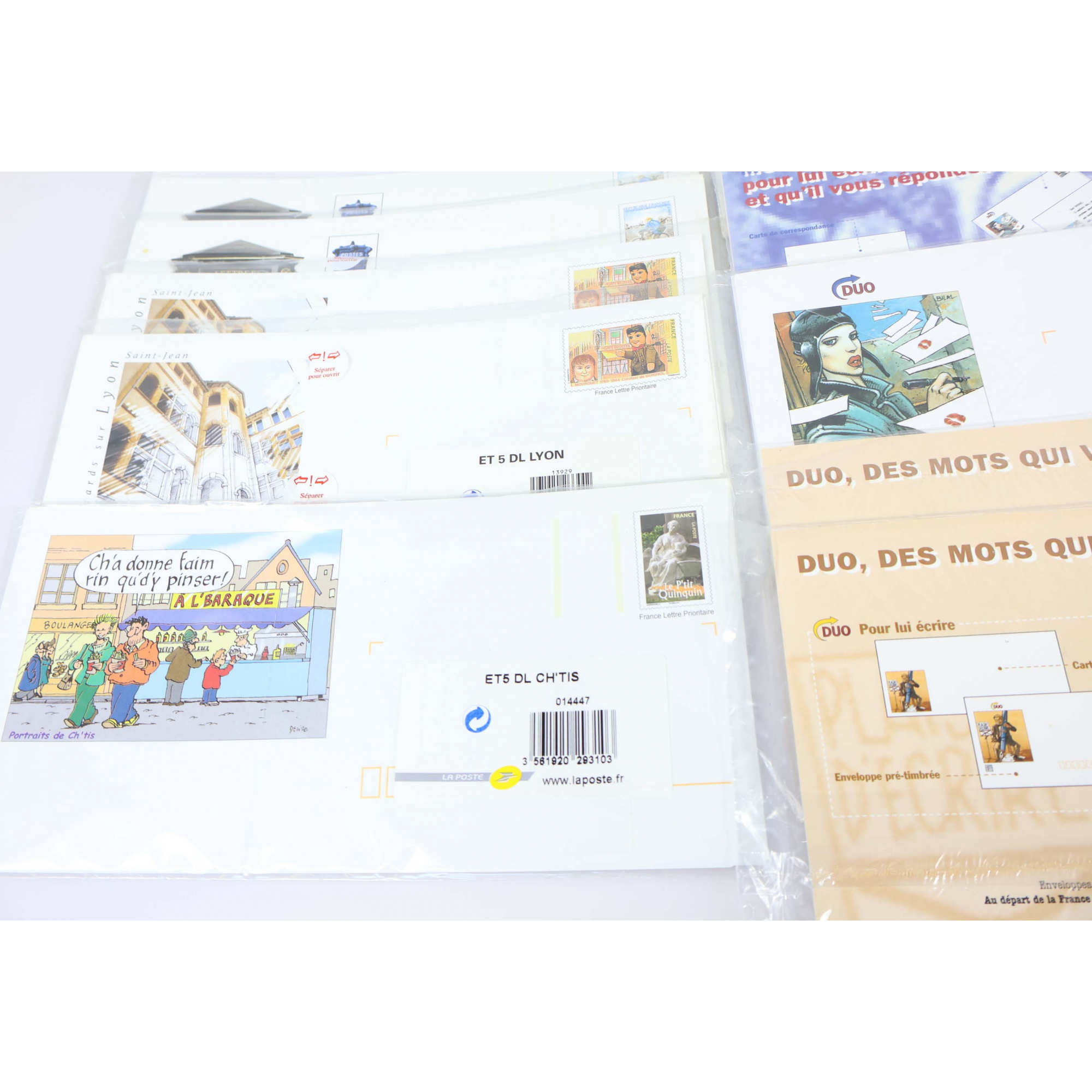 LOT DE 100 ENVELOPPES PRÉ AFFRANCHIES POUR LETTRES 20G FRANCE, THÈMES DIVERS