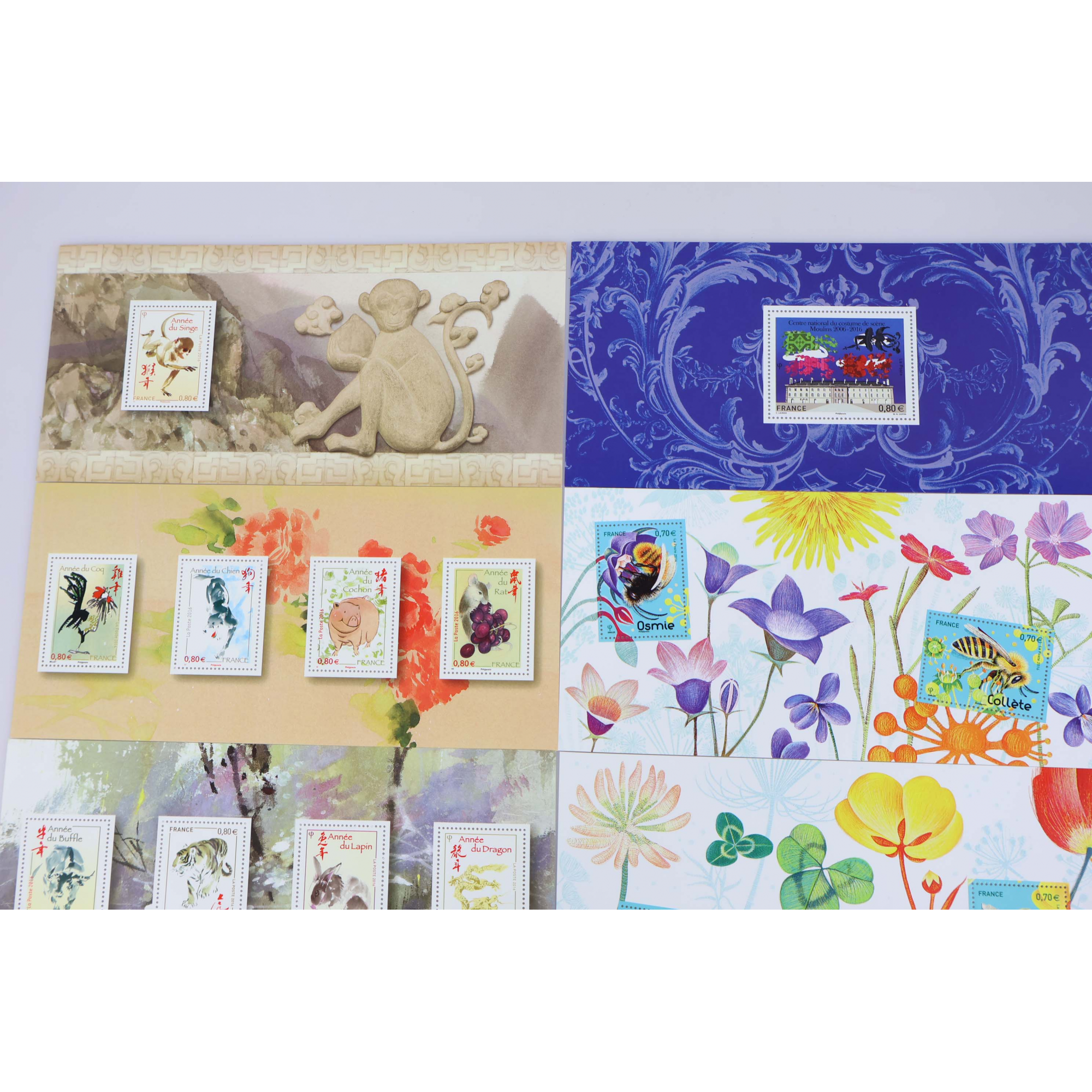 LOT DE BLOCS SOUVENIRS FRANCE ANNÉE COMPLÈTE 2016 N°122 A 131 TIMBRES NEUFS**