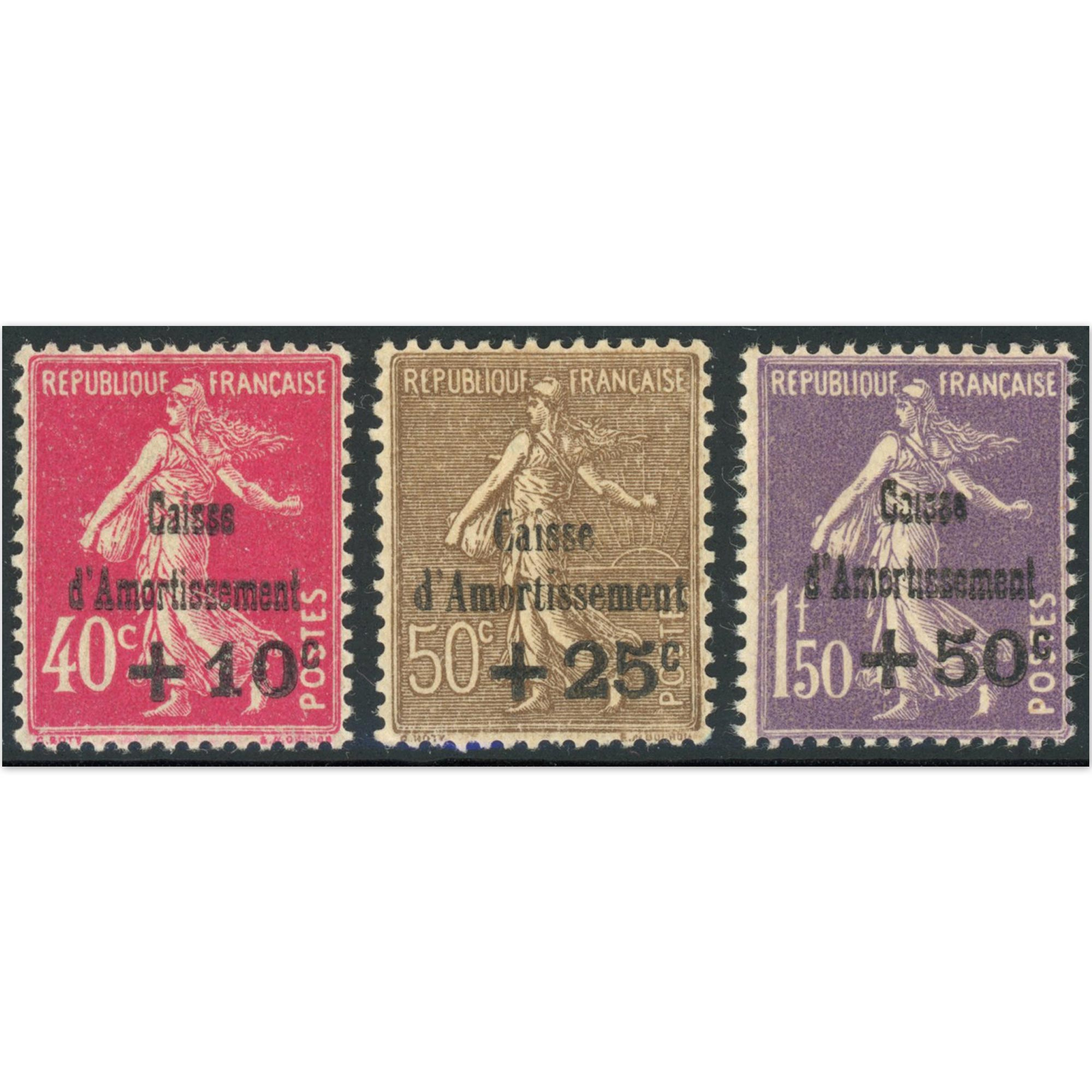 CAISSE AMORTISSEMENT N°266 À 268 TIMBRES NEUFS DE FRANCE ANNÉE 1930 COTE 270€