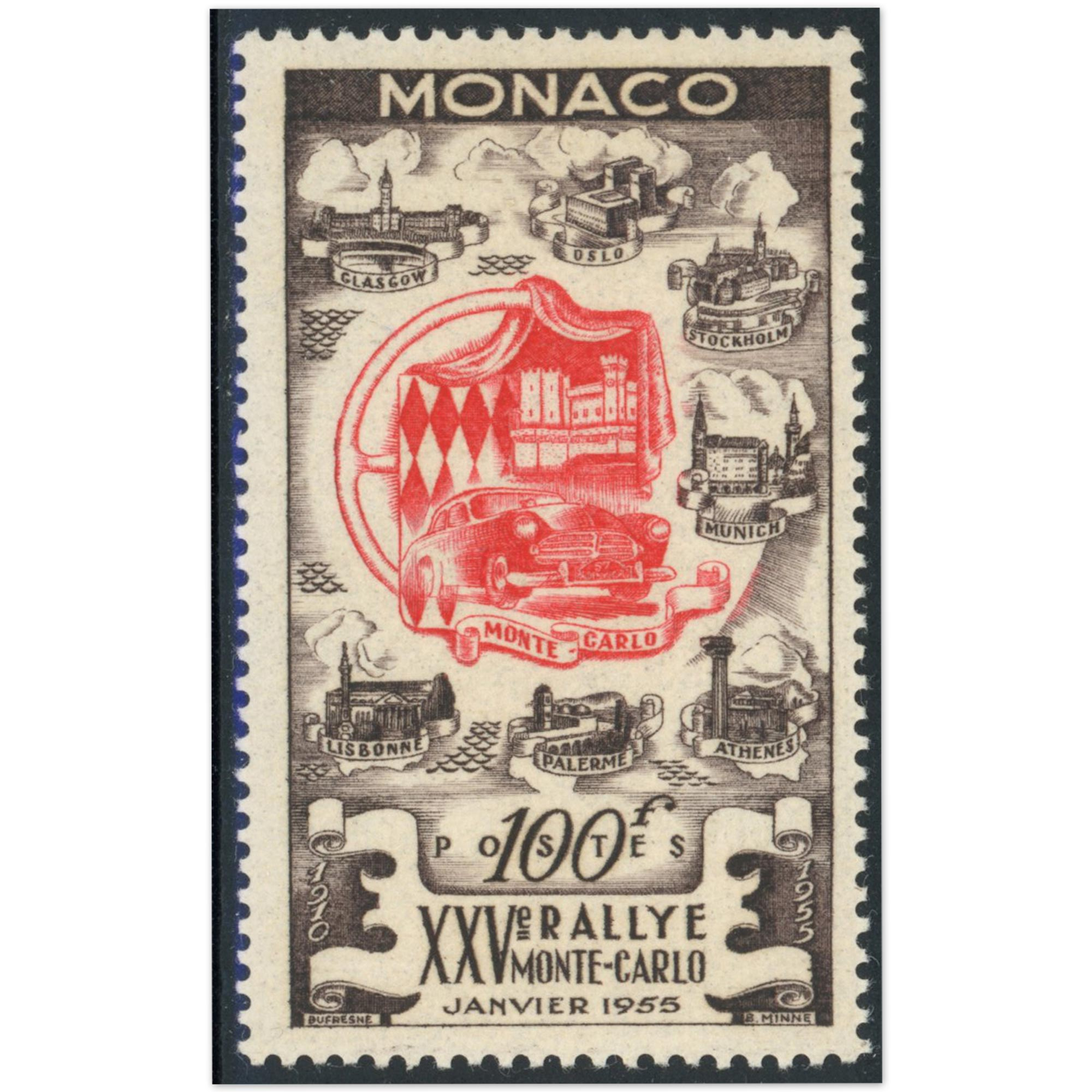 MONACO N°420 25E RALLYE AUTOMOBILE DE MONTE-CARLO, TIMBRE NEUF** COTE 135€