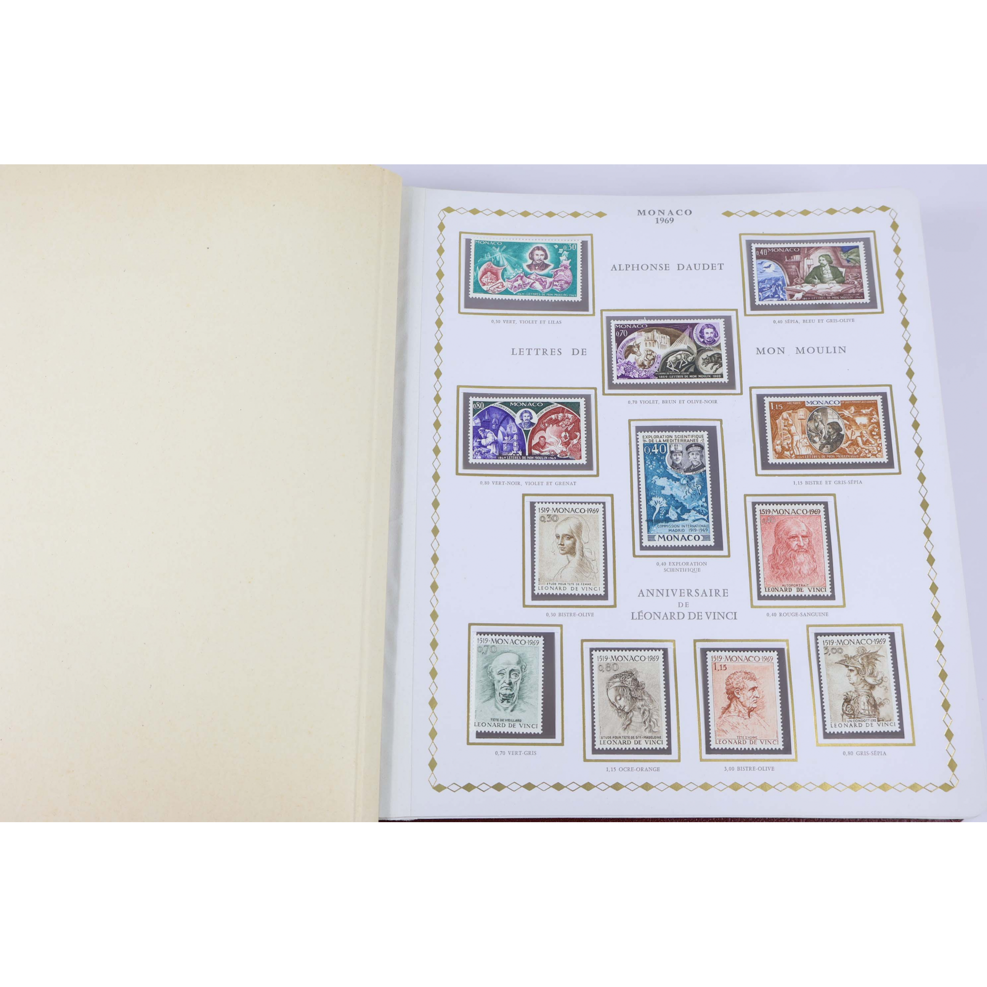 COLLECTION DE MONACO DE 1969 À 1980 TIMBRES NEUFS** ALBUM PRINCESSE CÉRÈS