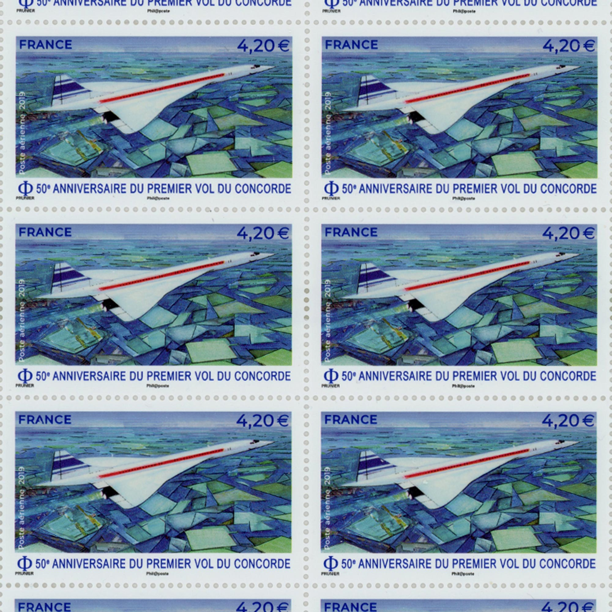 FRANCE FEUILLE POSTE AÉRIENNE N°F83a ANNIVERSAIRE DU 1ER VOL DU CONCORDE, 2019