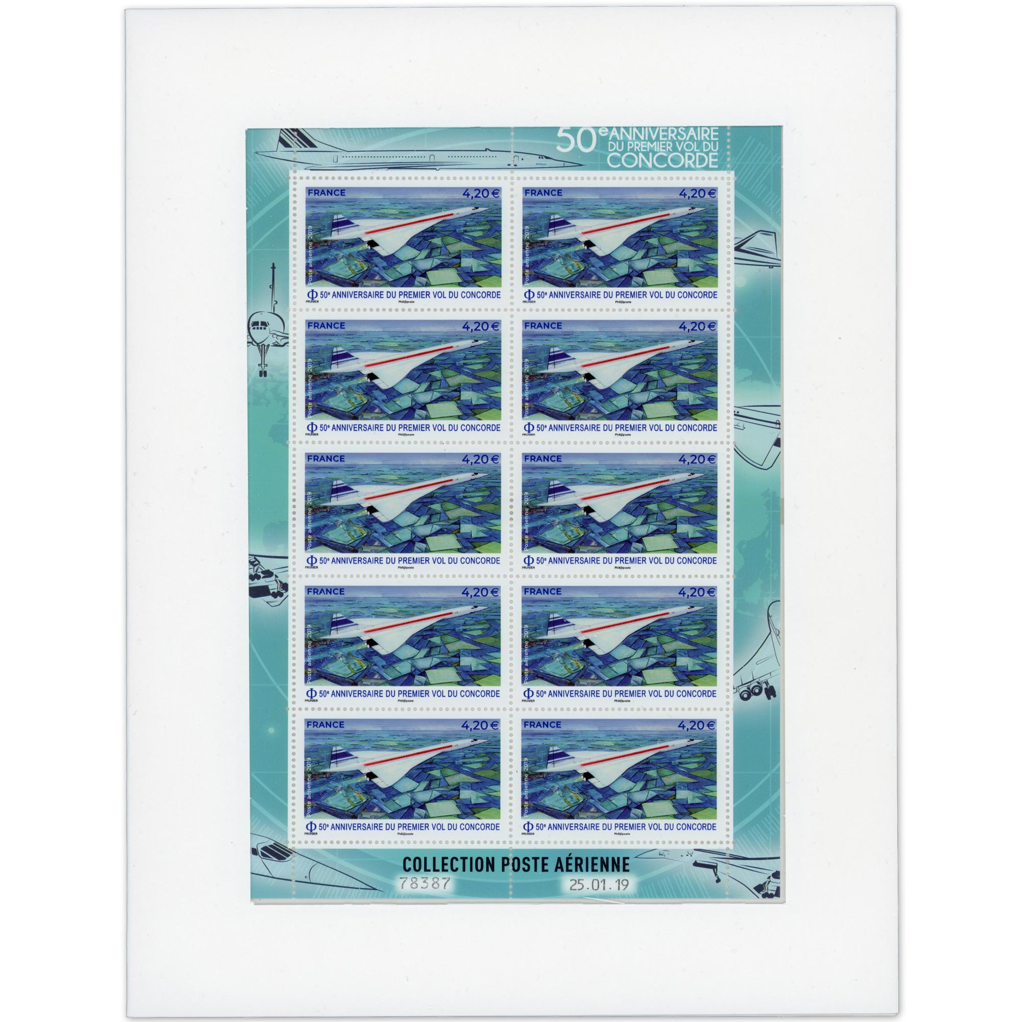 FRANCE FEUILLE POSTE AÉRIENNE N°F83a ANNIVERSAIRE DU 1ER VOL DU CONCORDE, 2019