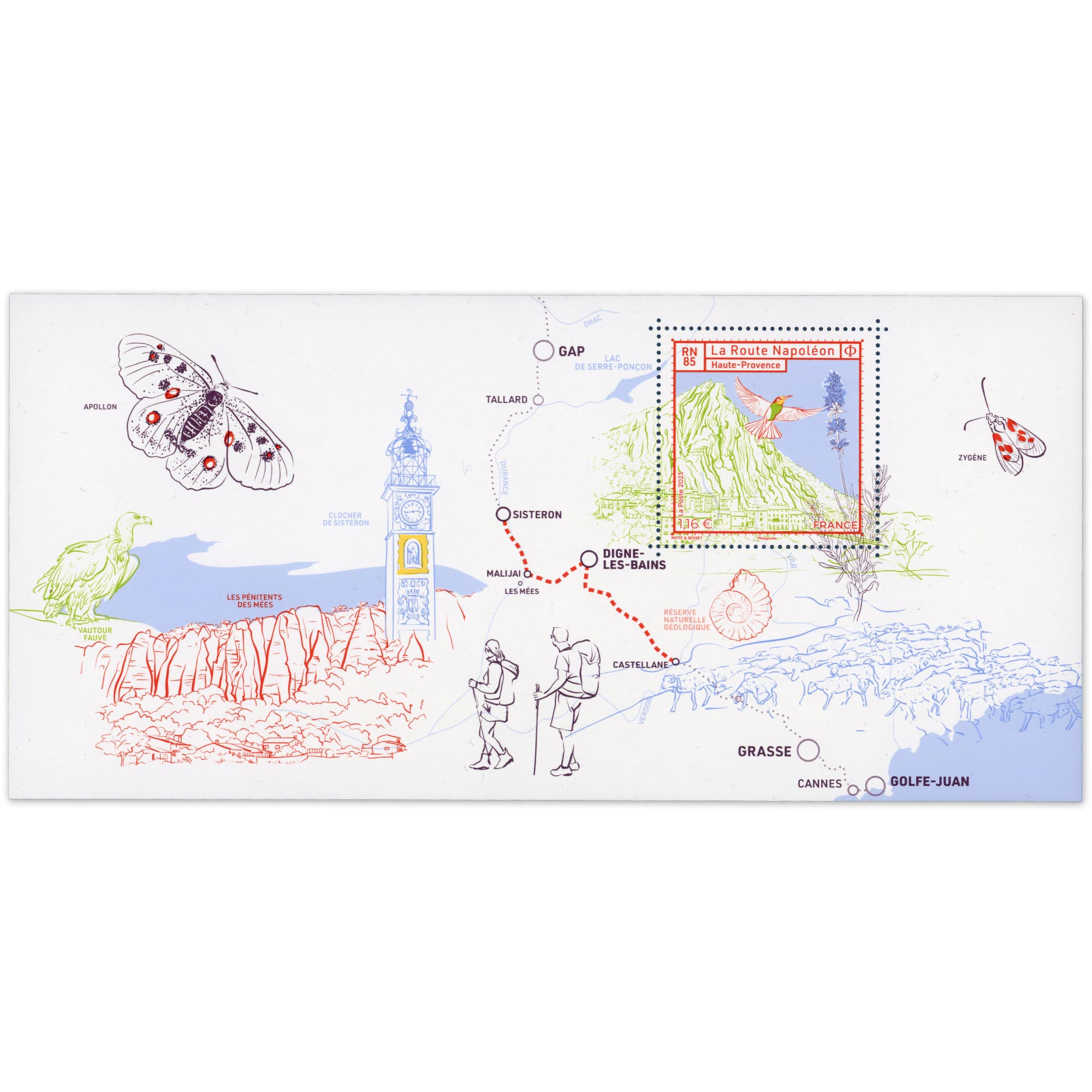 BLOC SOUVENIR N°204A/B/C ROUTE NAPOLÉON RN85 TIMBRES NEUFS** ANNÉE 2023