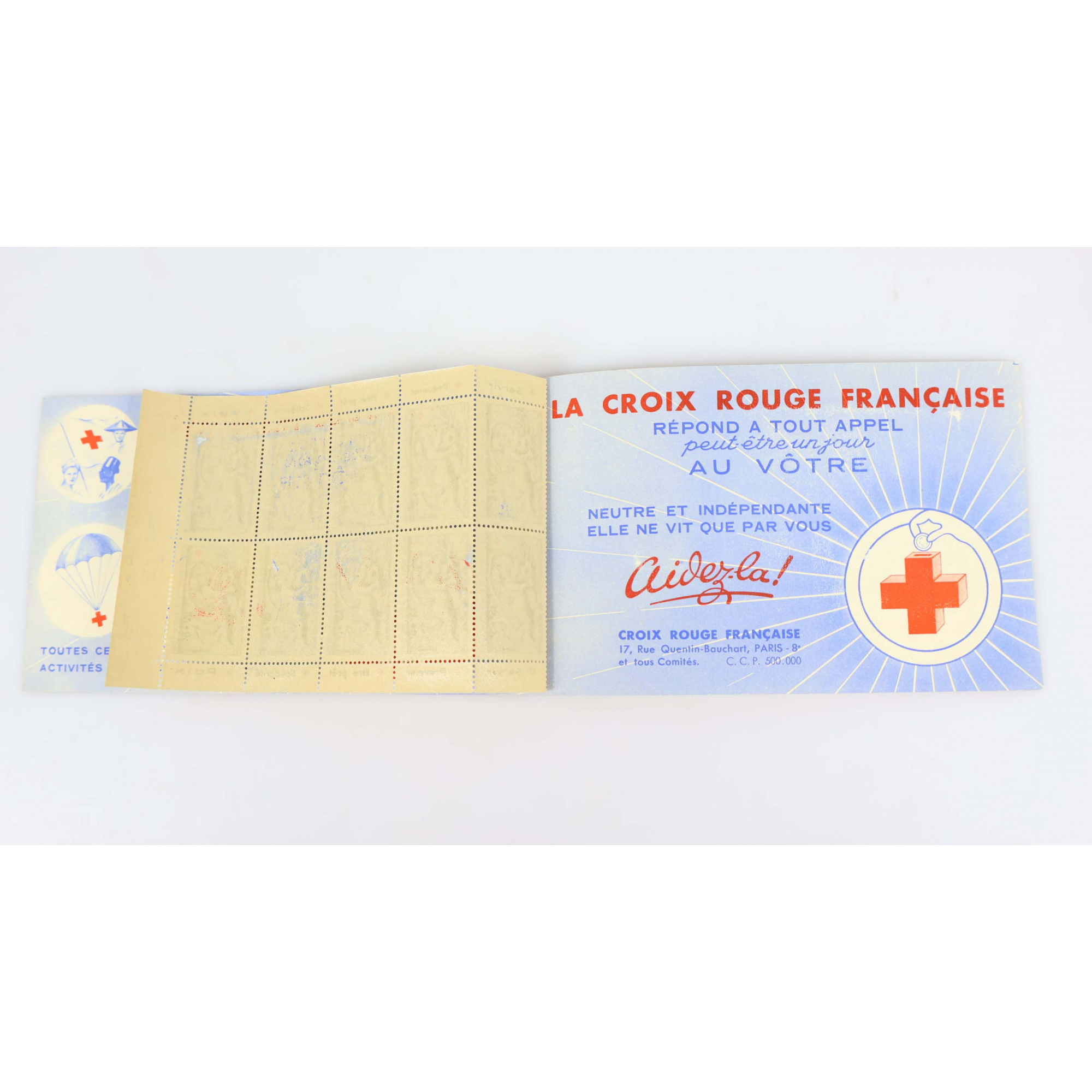 CARNET CROIX-ROUGE FRANCE N°2001 AVEC PUBLICITÉ 1952 COTE 550€ AVEC DEFAUTS