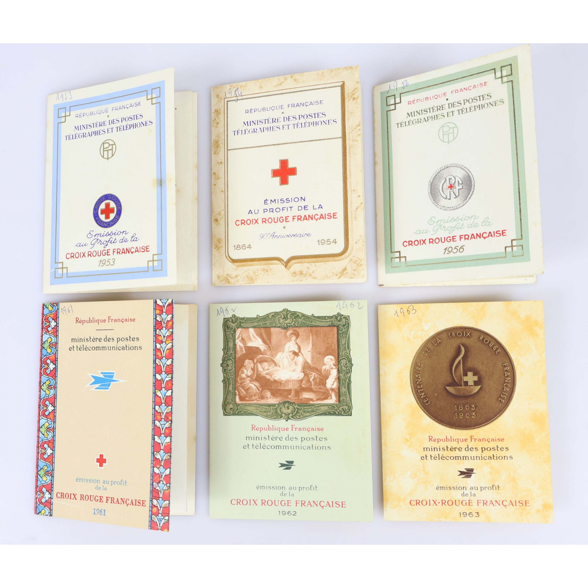 LOT DE CARNETS CROIX-ROUGE 1953/1954/1956/1961/1962/1963 AVEC DEFAUTS