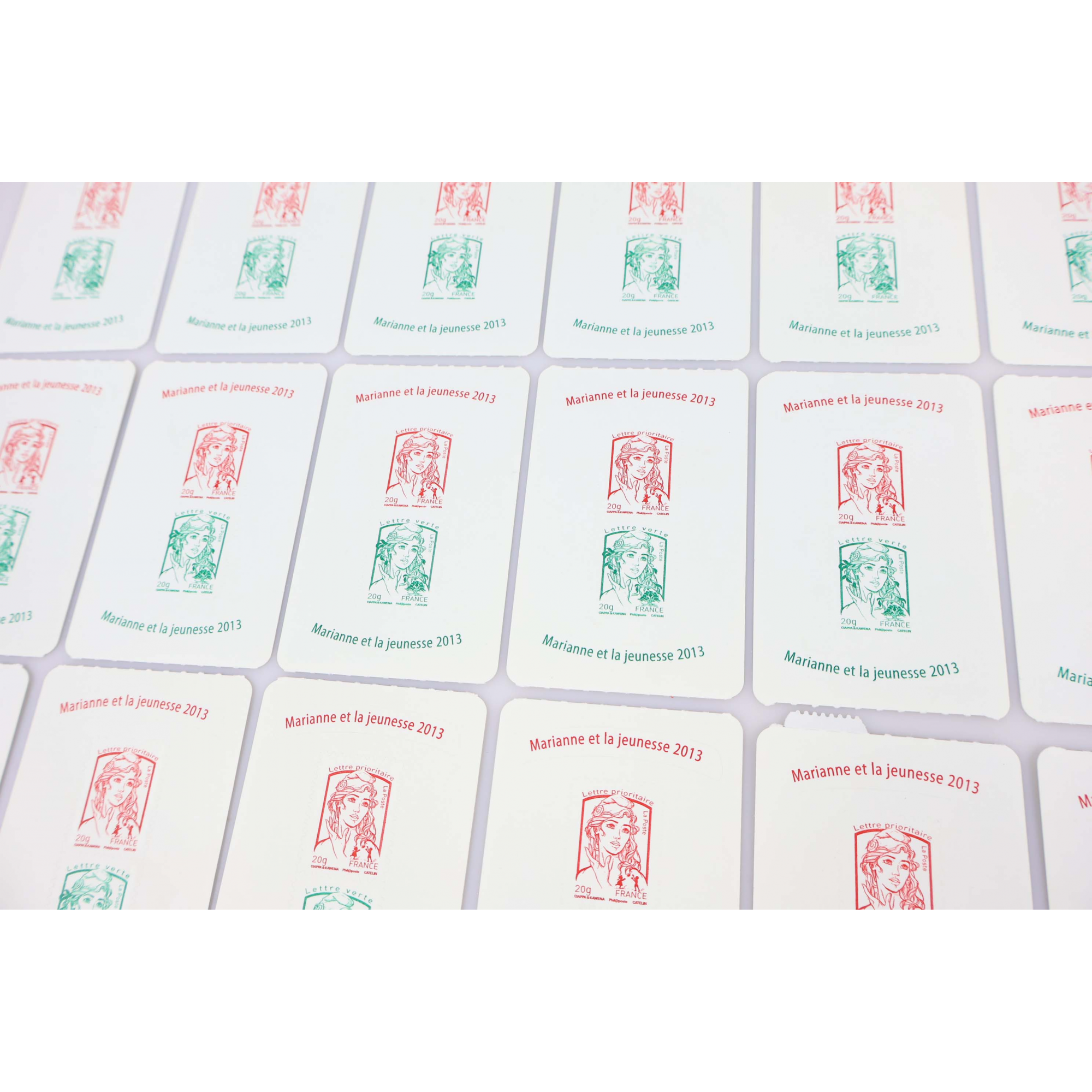 20 PAIRES LETTRES VERTES ET PRIORITAIRES AUTOADHÉSIVES ISSUES DU CARNET BC913