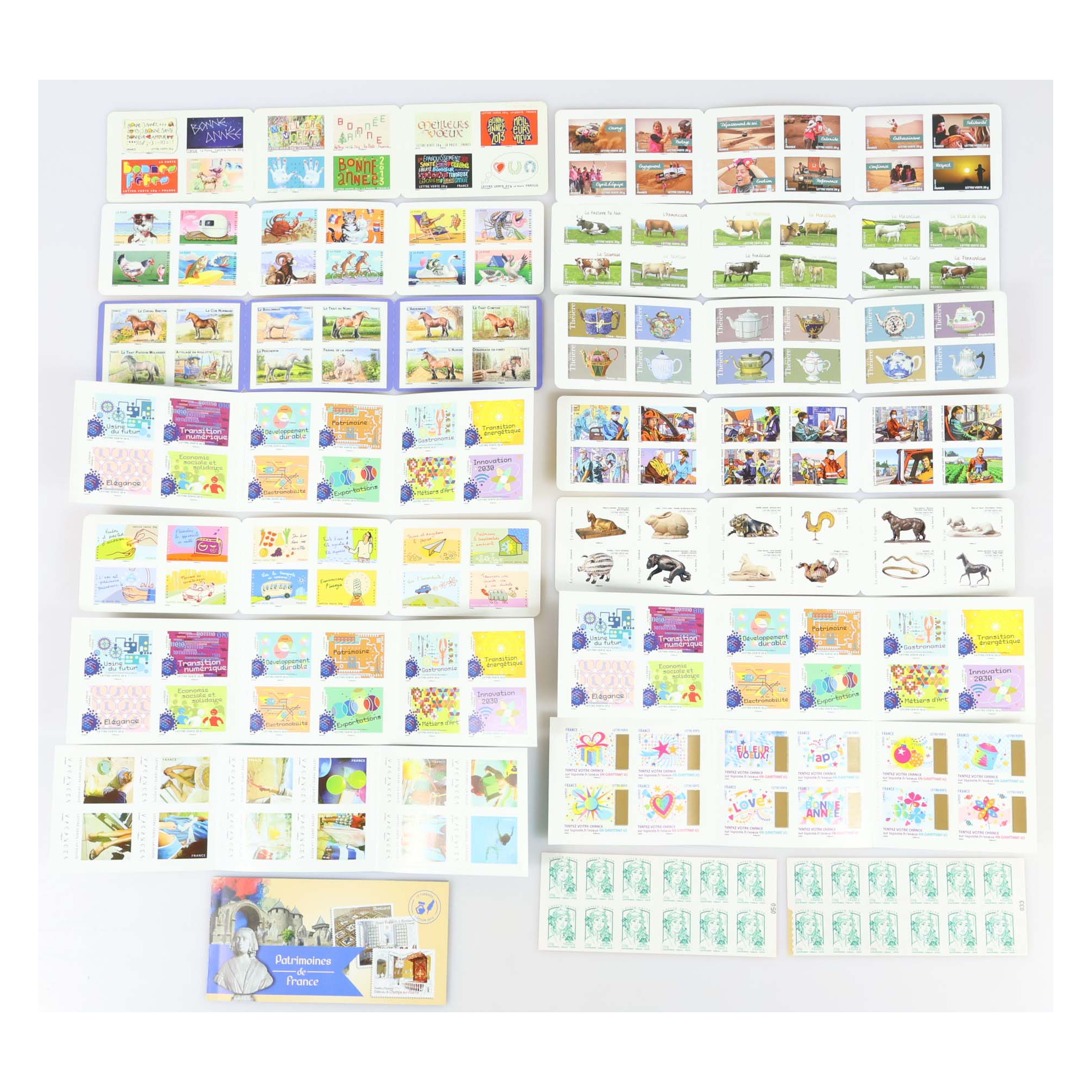 LOT 204 TIMBRES AUTOADHÉSIFS LETTRES VERTES 20G VP FRANCE , CARNETS POUR AFFRANCHIR