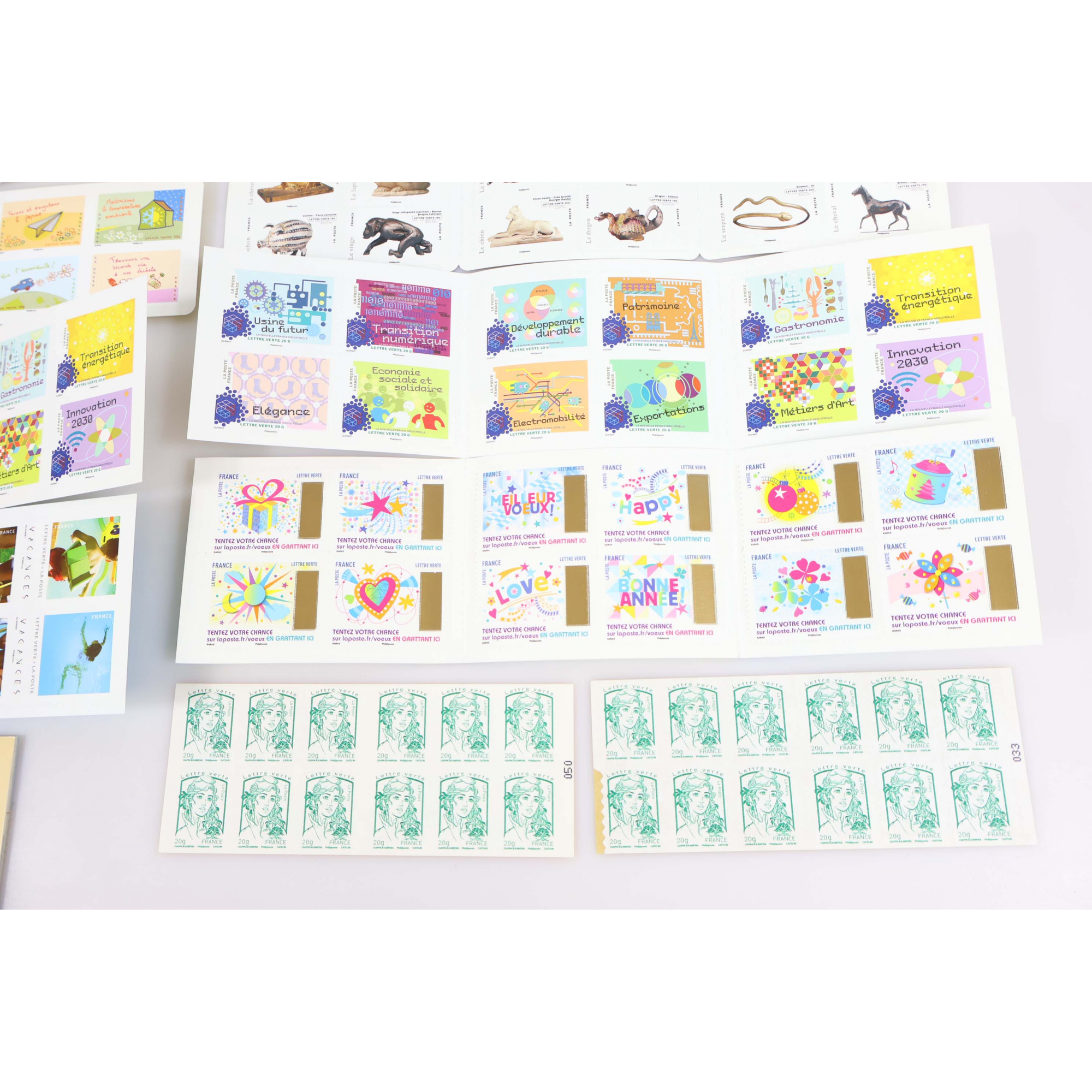 LOT 204 TIMBRES AUTOADHÉSIFS LETTRES VERTES 20G VP FRANCE , CARNETS POUR AFFRANCHIR