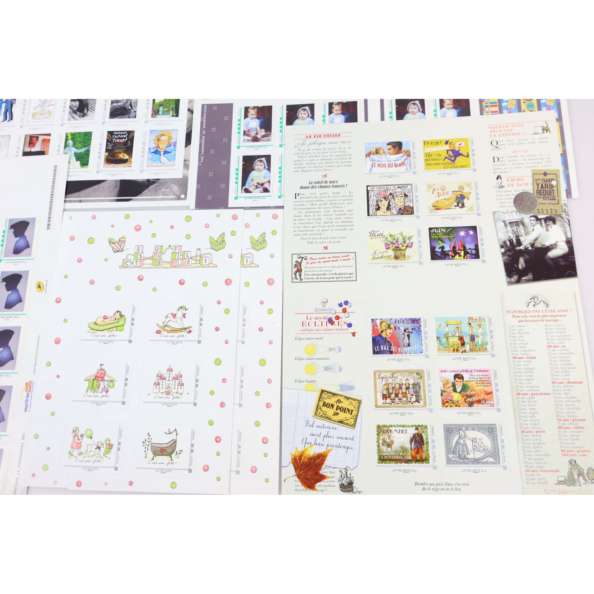 LOT DE 217 TIMBRES AUTOADHÉSIFS VP LETTRES VERTES 20G FRANCE, FORMAT COLLECTORS