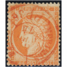 OBLITÉRATION ATYPIQUE CACHET ROUGE N°38 TIMBRE OBLITÉRÉ DE 1870 LÉGER AMINCI