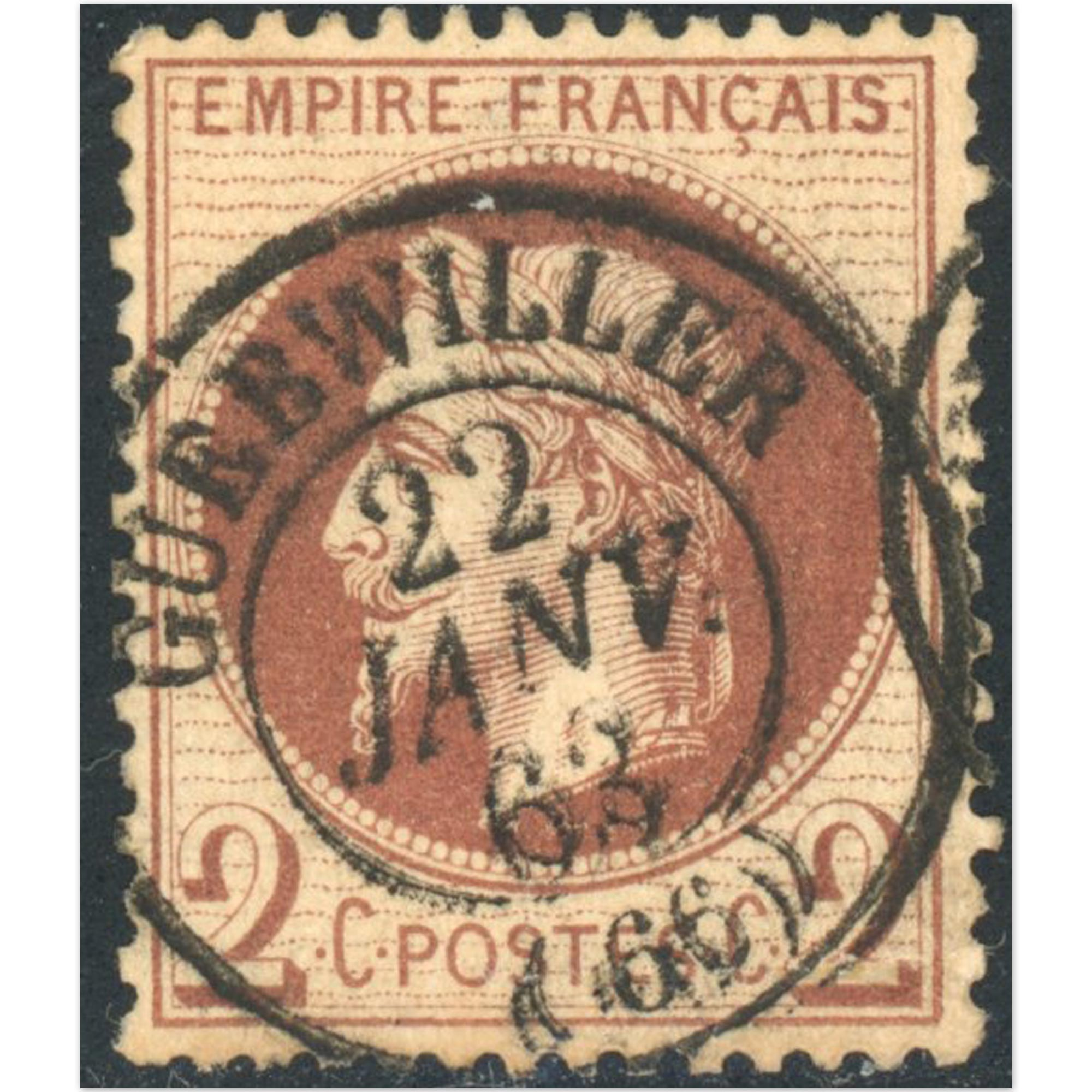 NAPOLÉON N°26A TIMBRE DE FRANCE OBLITÉRÉ CACHET À DATE TYPE 15 ANNÉE 1863