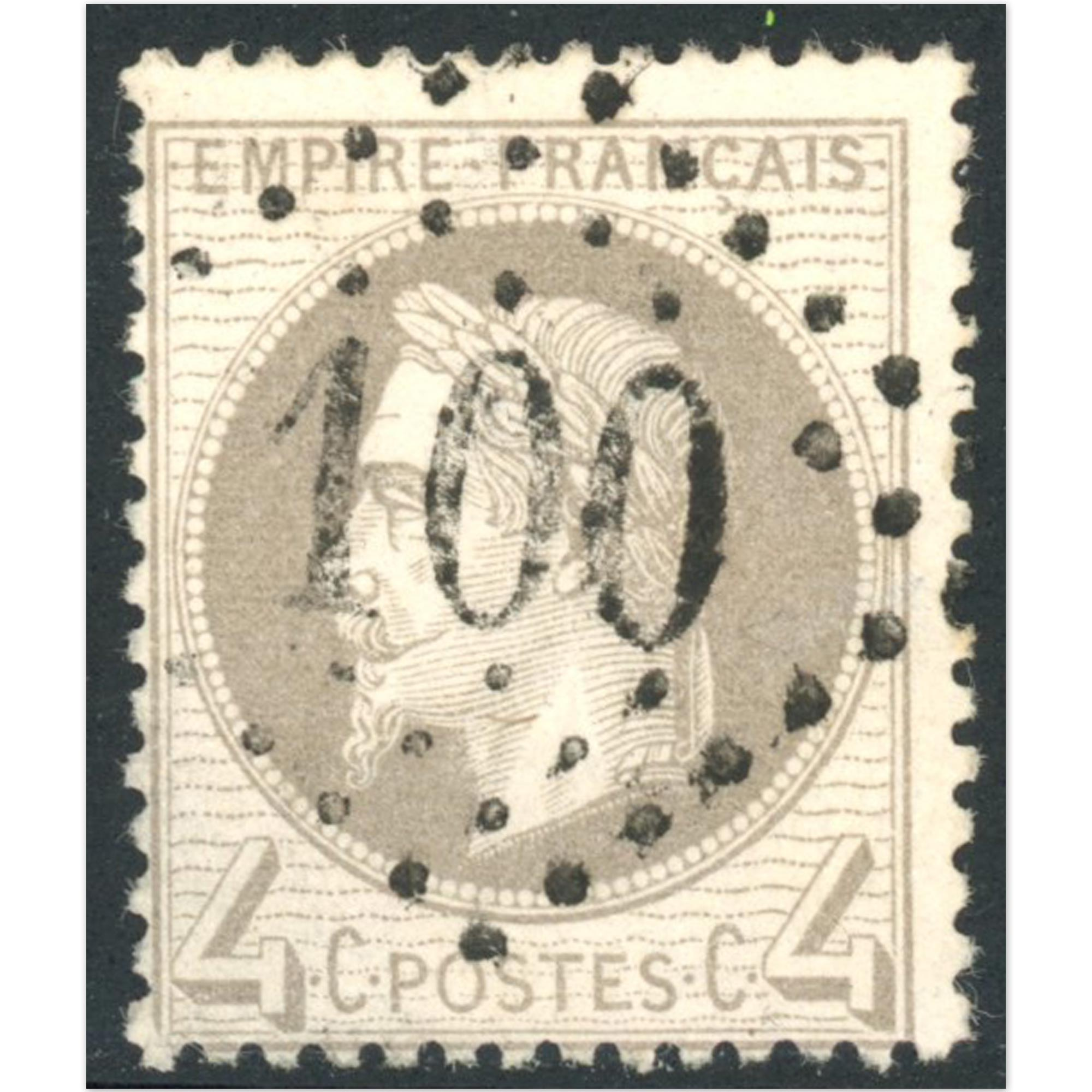 NAPOLÉON N°27A TIMBRE DE FRANCE OBLITÉRATION GROS CHIFFRES ANNÉE 1863