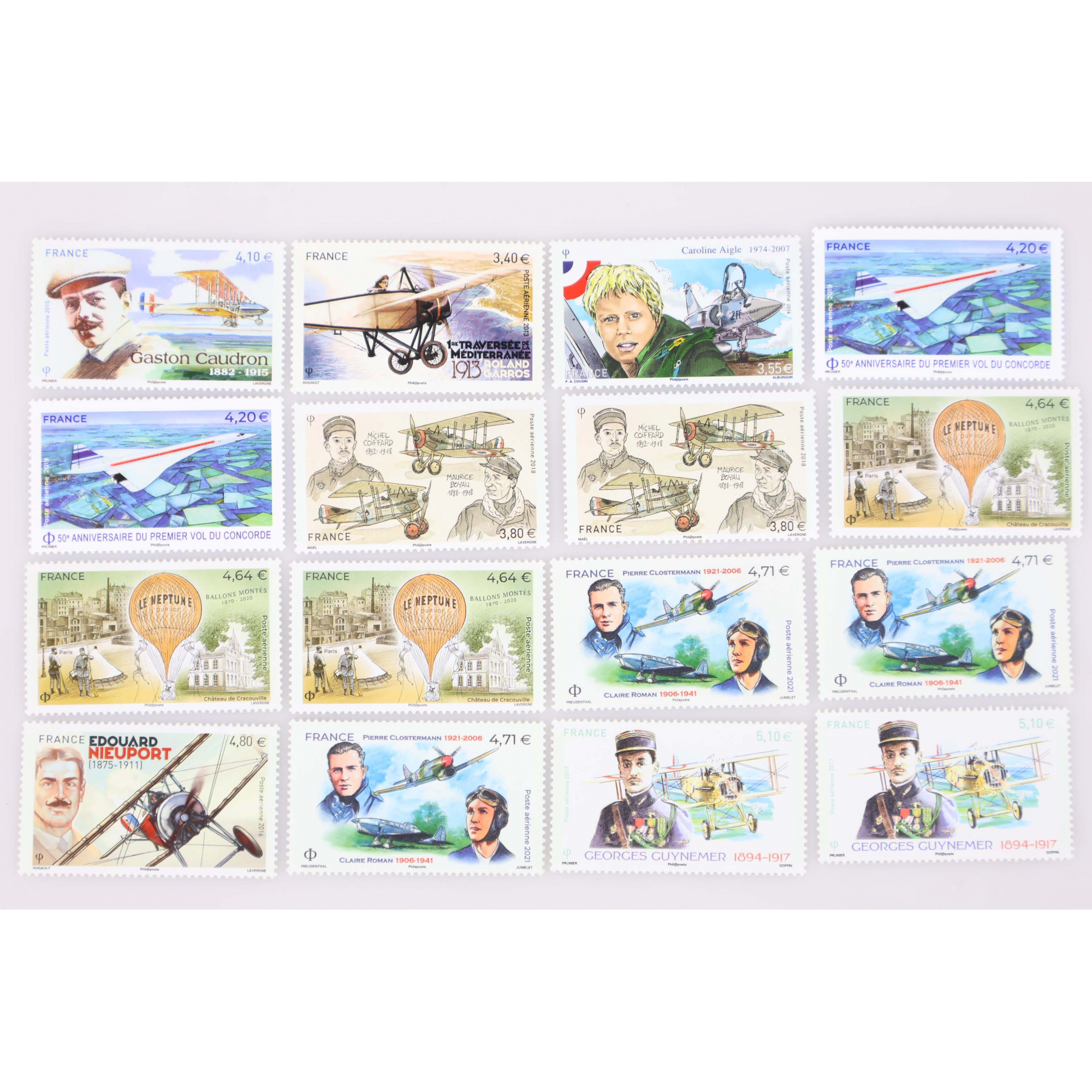 LOT DE POSTE AÉRIENNE DE FRANCE ANNÉES DE 2013 A 2021 TIMBRES NEUFS** FAC 70€