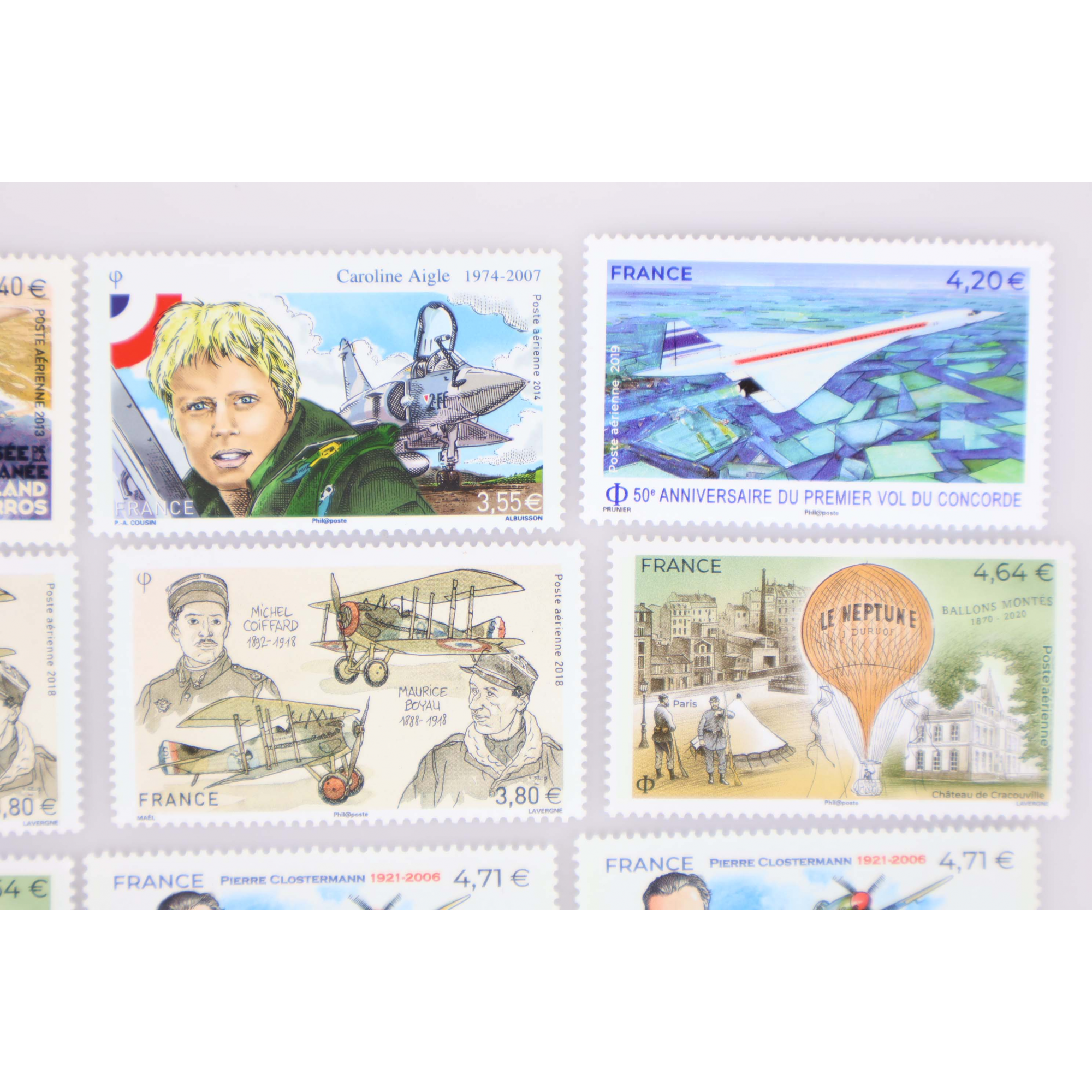 LOT DE POSTE AÉRIENNE DE FRANCE ANNÉES DE 2013 A 2021 TIMBRES NEUFS** FAC 70€