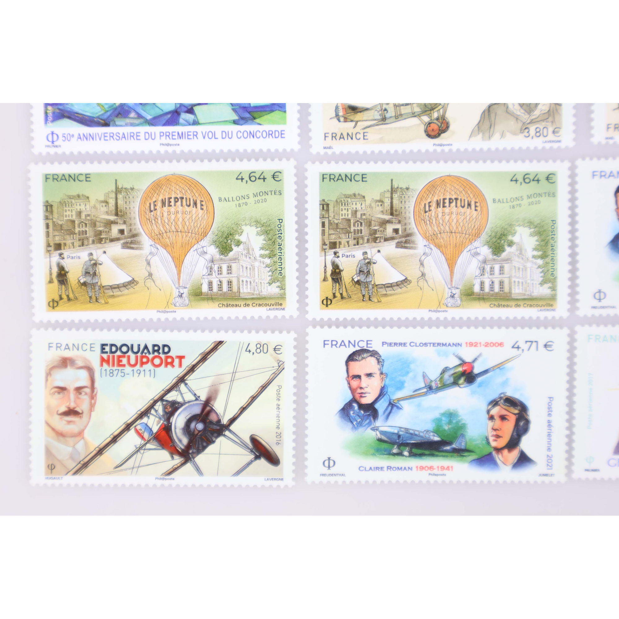 LOT DE POSTE AÉRIENNE DE FRANCE ANNÉES DE 2013 A 2021 TIMBRES NEUFS** FAC 70€