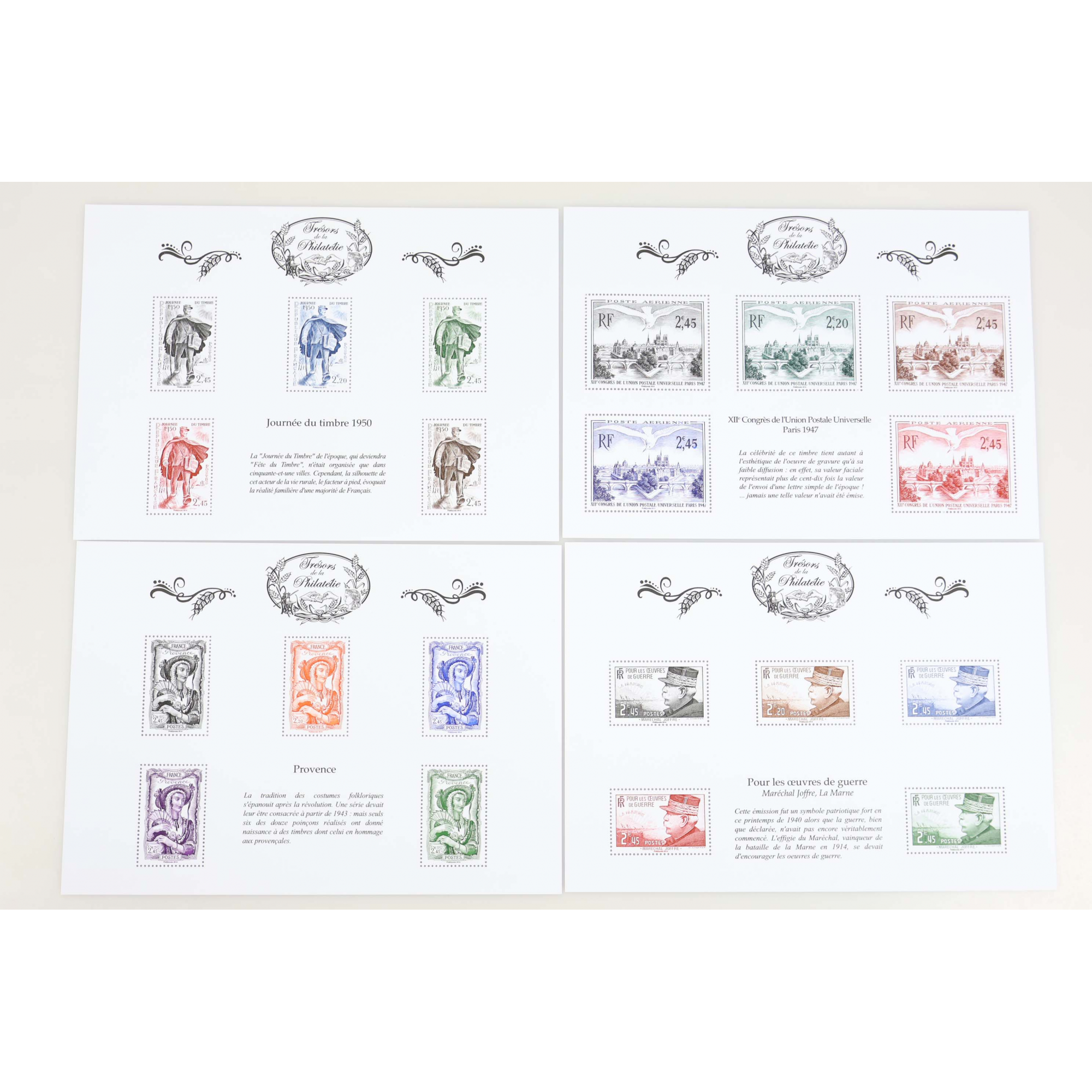 SÉRIE COMPLÈTE LES TRÉSORS DE LA PHILATÉLIE ANNÉE 2014, JEU COMPLET DE 10 BLOCS