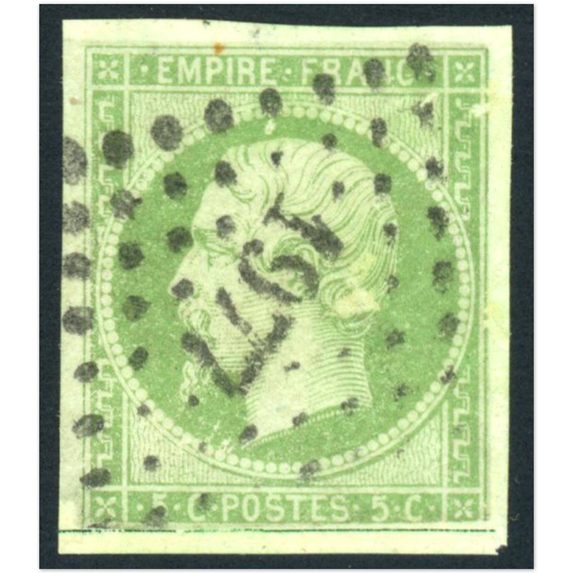 NAPOLÉON N°12 EMPIRE TIMBRE FRANCAIS OBLITÉRATION GROS POINTS ANNÉE 1854