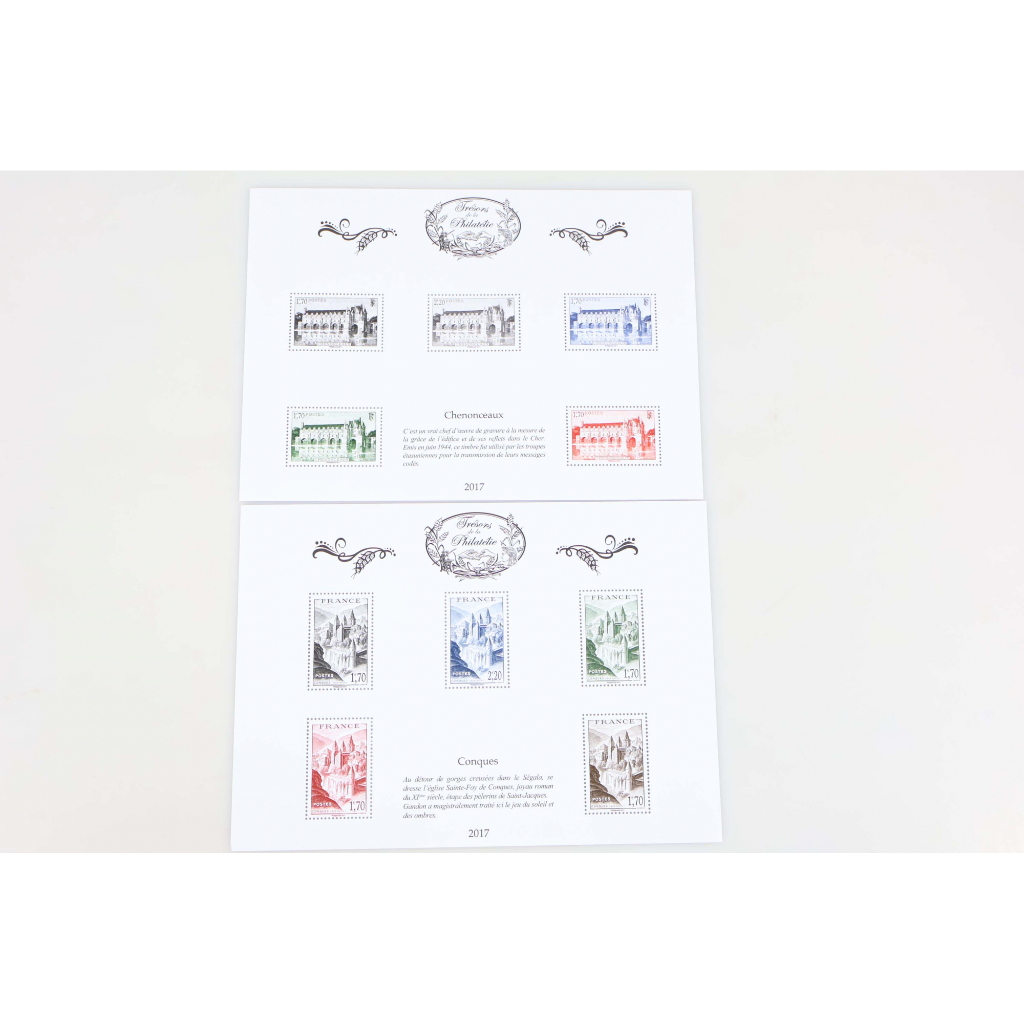 SÉRIE COMPLÈTE LES TRÉSORS DE LA PHILATÉLIE ANNÉE 2017, JEU COMPLET DE 10 BLOCS