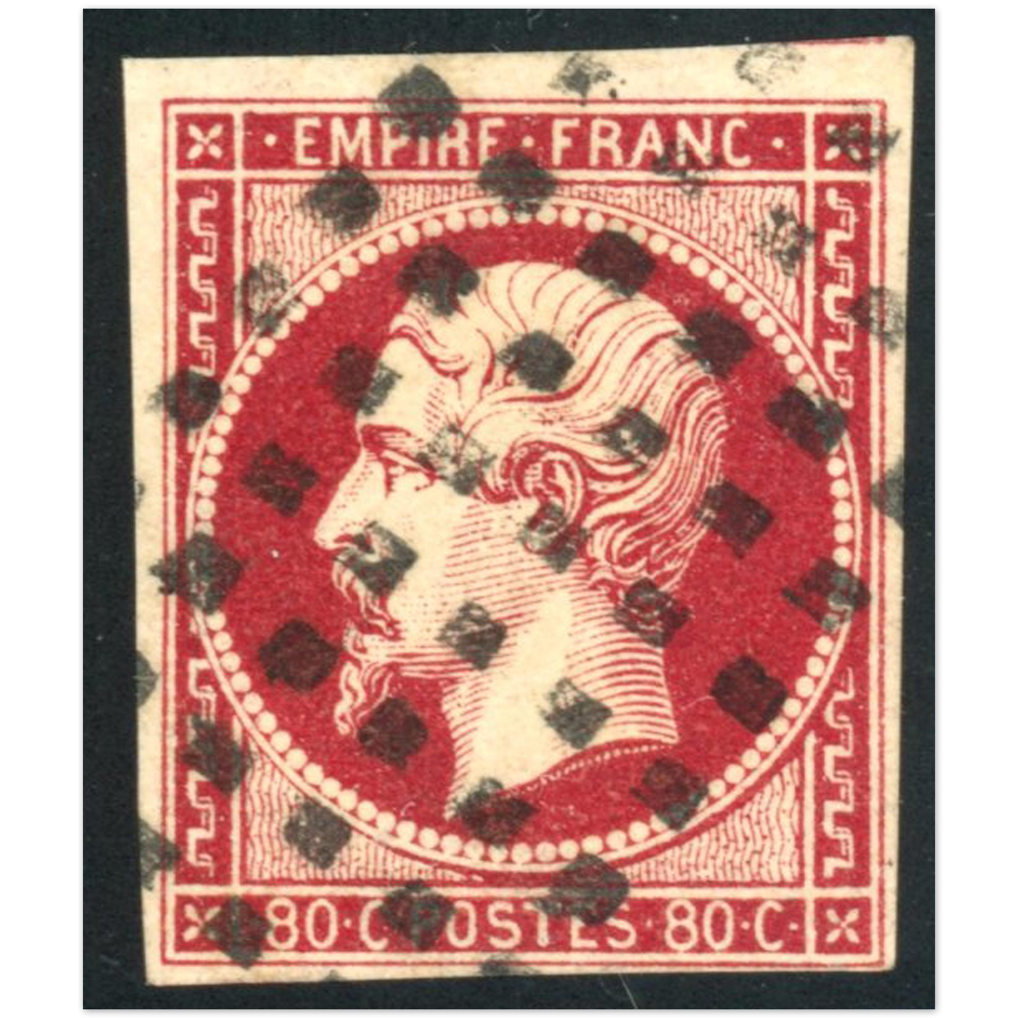 NAPOLÉON N°17A EMPIRE TIMBRE FRANCAIS BELLE OBLITÉRATION GROS POINTS CARRÉS