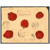 ENVELOPPE AVEC BANDE DE 5 TIMBRES FRANCAIS N°57 + ÉTOILES DE PARIS, RARE, 1876
