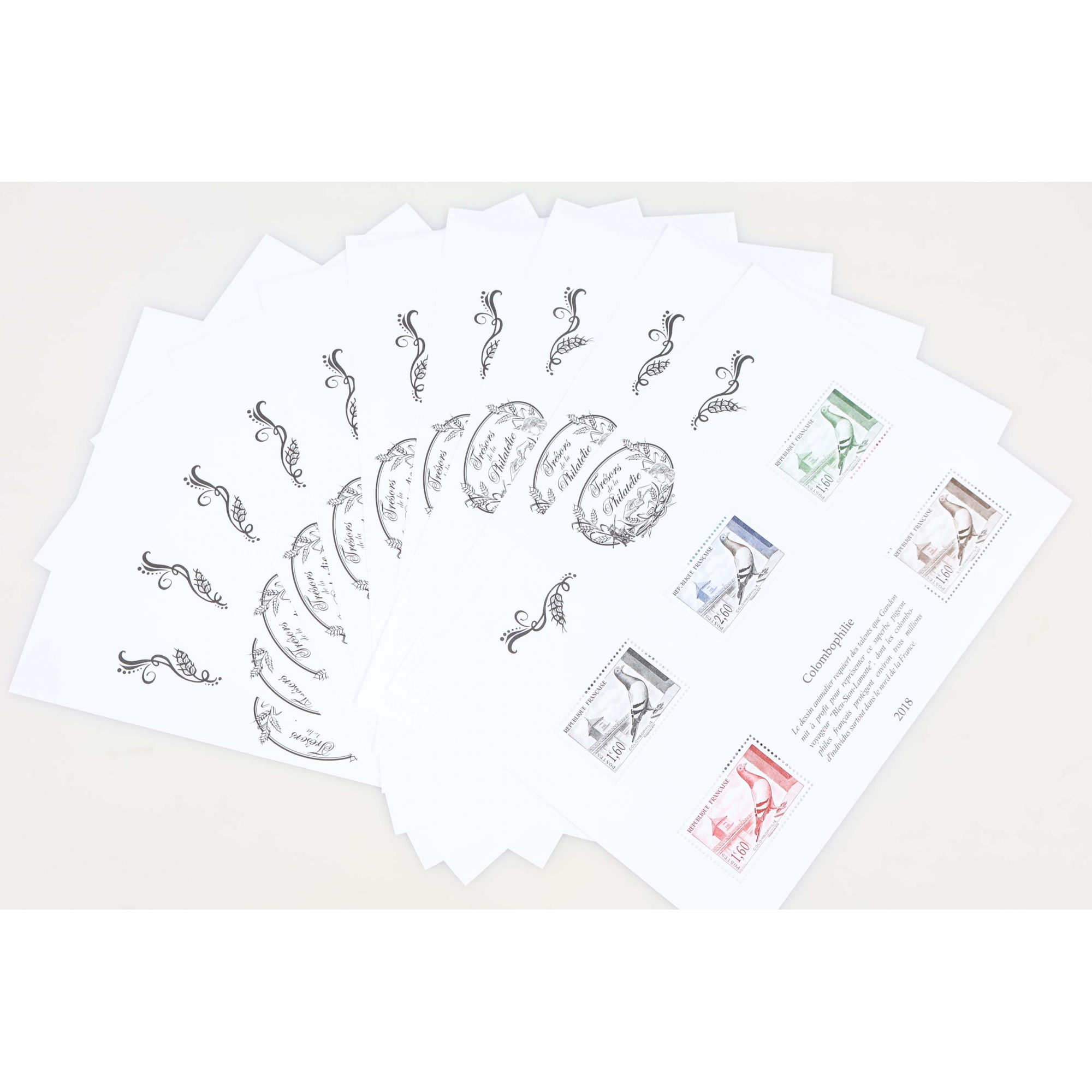 SÉRIE COMPLÈTE LES TRÉSORS DE LA PHILATÉLIE ANNÉE 2018, JEU COMPLET DE 10 BLOCS