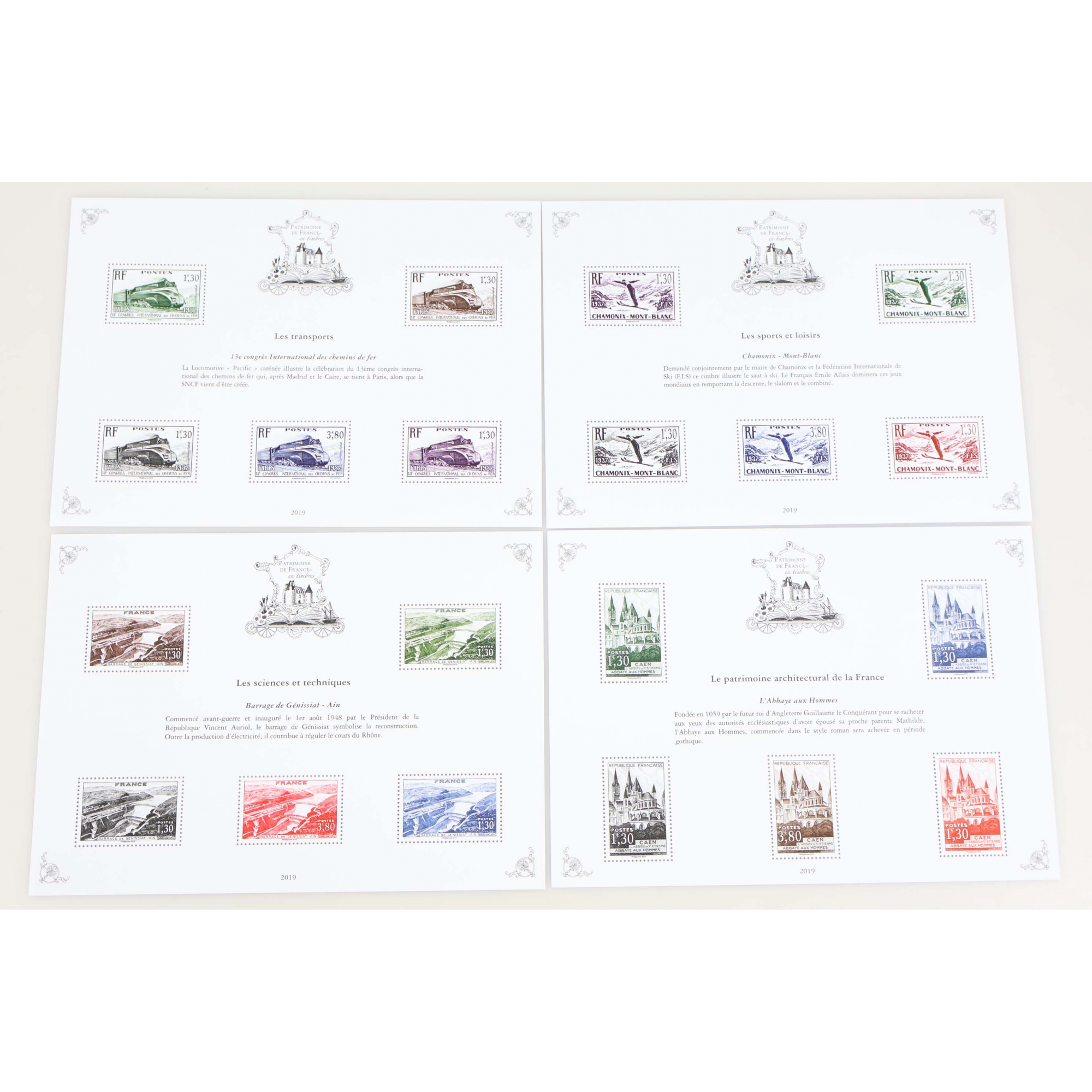 SÉRIE COMPLÈTE LES PATRIMOINES DE FRANCE ANNÉE 2019, JEU COMPLET DE 10 BLOCS