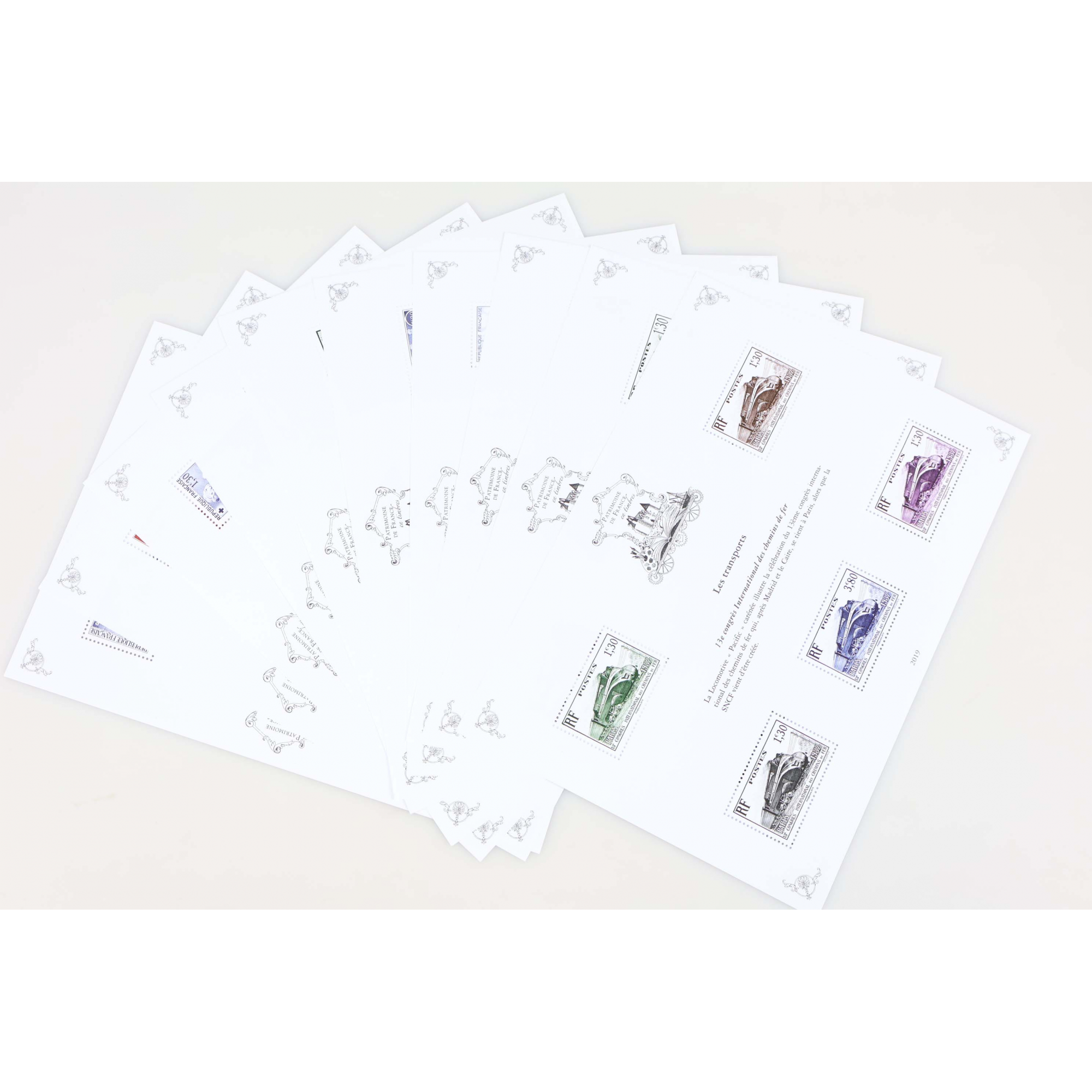 SÉRIE COMPLÈTE LES PATRIMOINES DE FRANCE ANNÉE 2019, JEU COMPLET DE 10 BLOCS