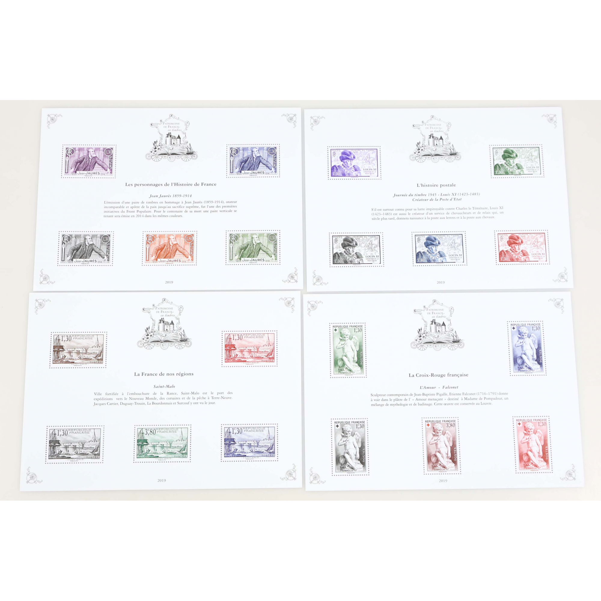 SÉRIE COMPLÈTE LES PATRIMOINES DE FRANCE ANNÉE 2019, JEU COMPLET DE 10 BLOCS