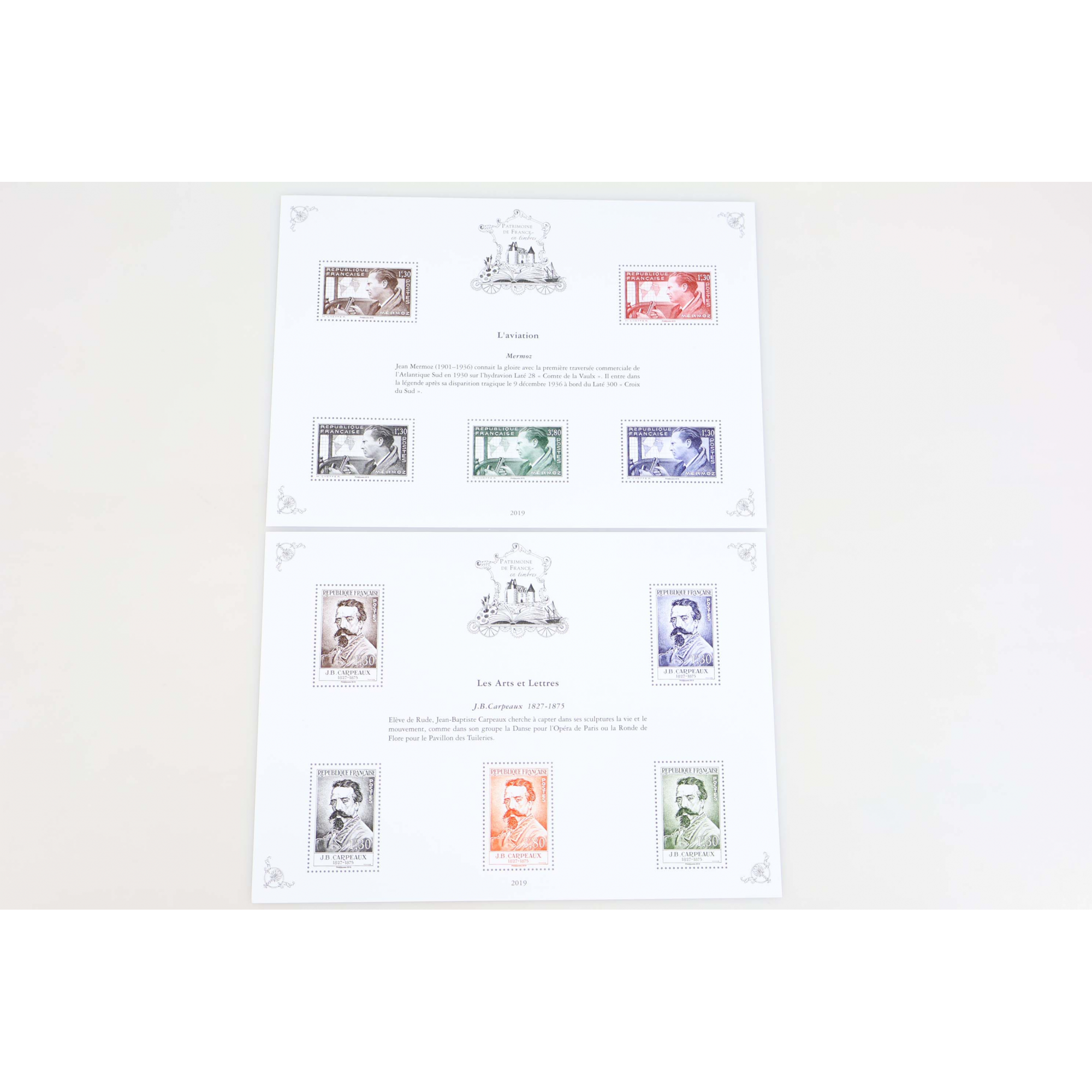 SÉRIE COMPLÈTE LES PATRIMOINES DE FRANCE ANNÉE 2019, JEU COMPLET DE 10 BLOCS