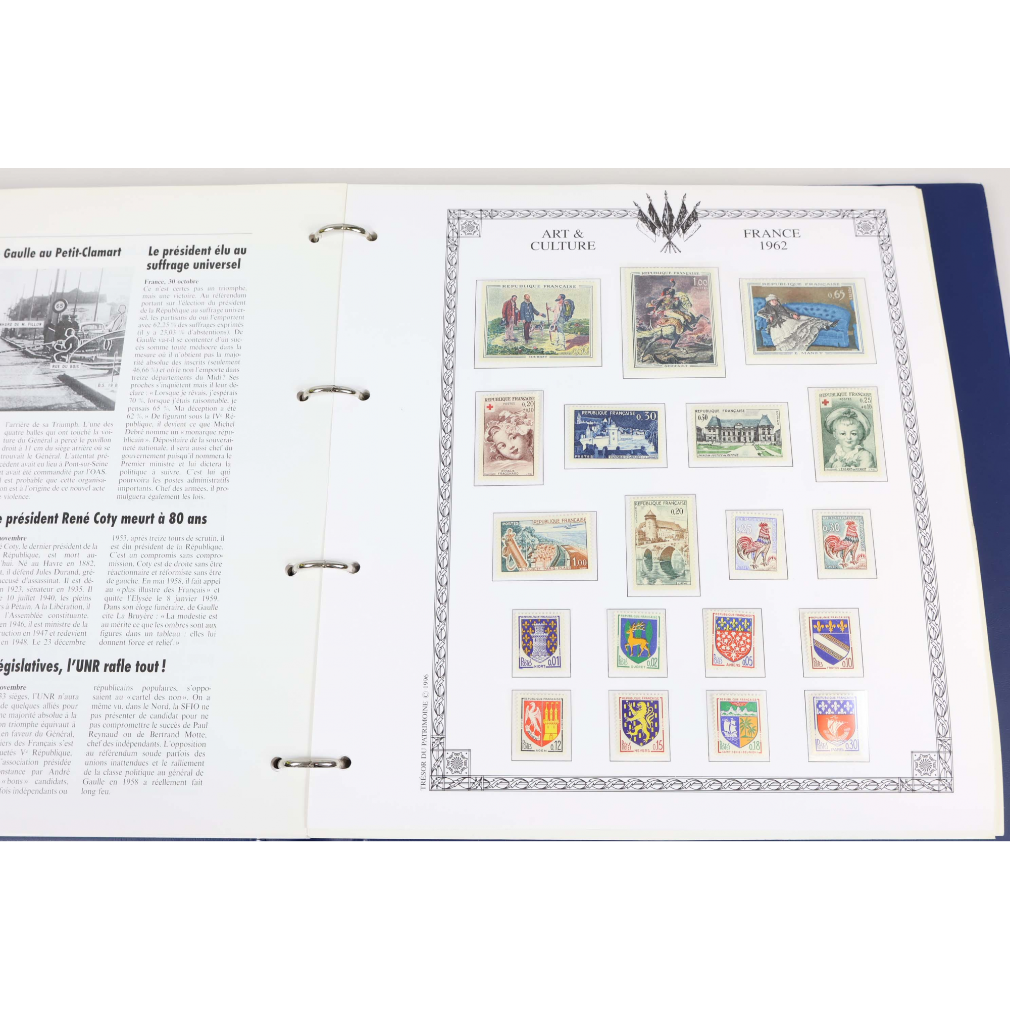 COLLECTION DE FRANCE ANNÉES COMPLÈTES 1956 A 1974 TIMBRES NEUFS** AVEC CLASSEUR