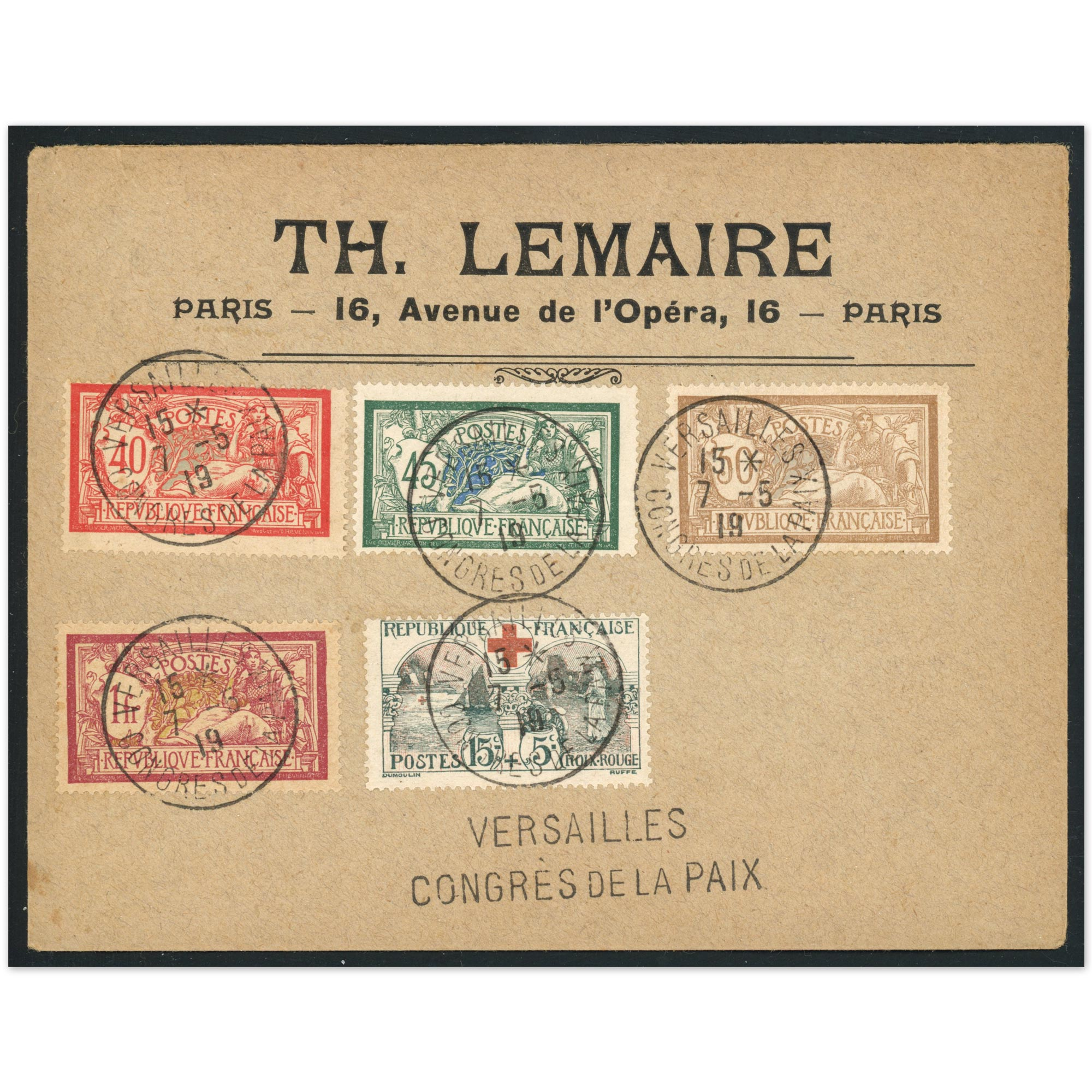 ENVELOPPE ANNÉE 1919 AFFRANCHISSEMENT TYPE MERSON ET CR TAMPONS OFFICIELS