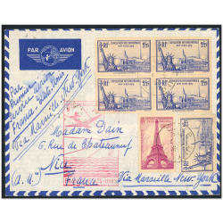 ENVELOPPE 1ER SERVICE AÉRIEN FRANCE/ ÉTATS-UNIS DU 27/05/1939 AFFR RARE